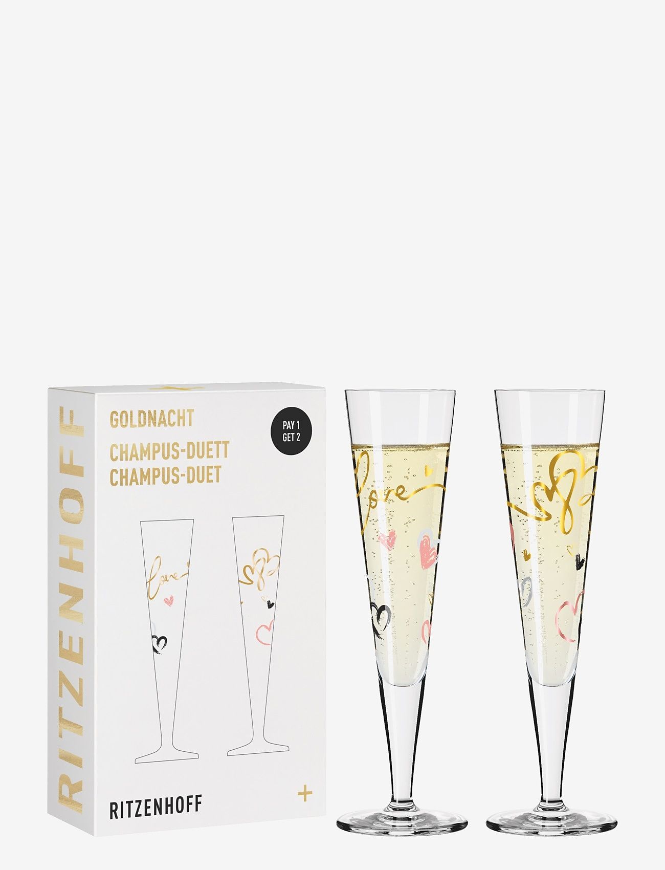 Ritzenhoff - Goldnacht Champagneglas 2-pack - champagneglas - hearts - 3