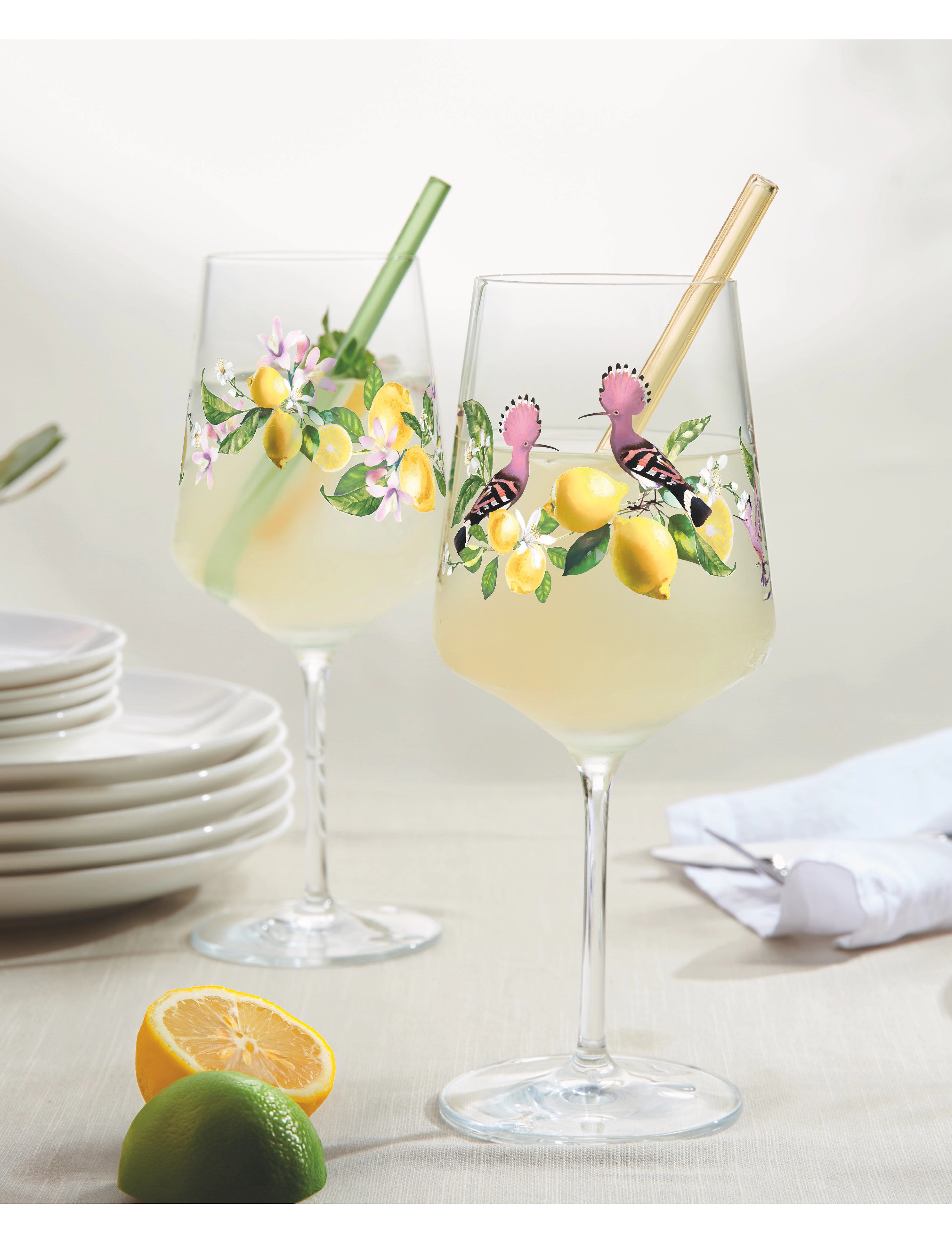 Ritzenhoff Sommertau Vinglas, 2 Stk., Lemon, 54.4 CL, Multi/patterned, Vinglas > Hvidvinsglas, Unisex