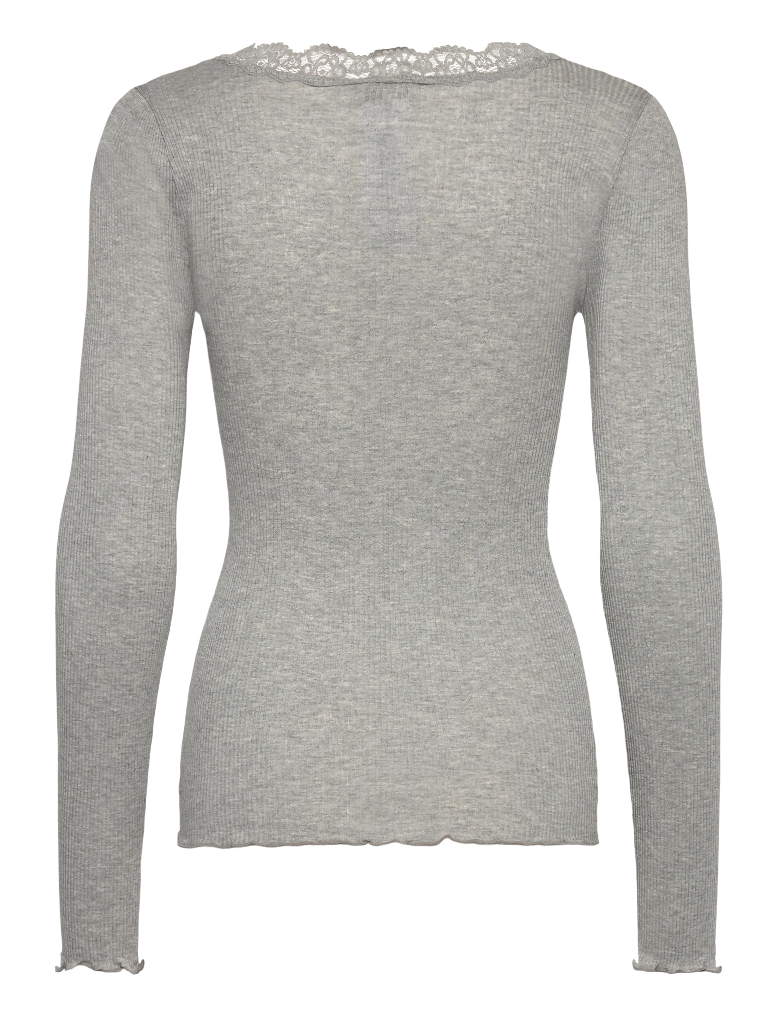 RM By Rosemunde - RMWBalta LS Regular Placket T-shirt - langærmede toppe - light grey melange - 1