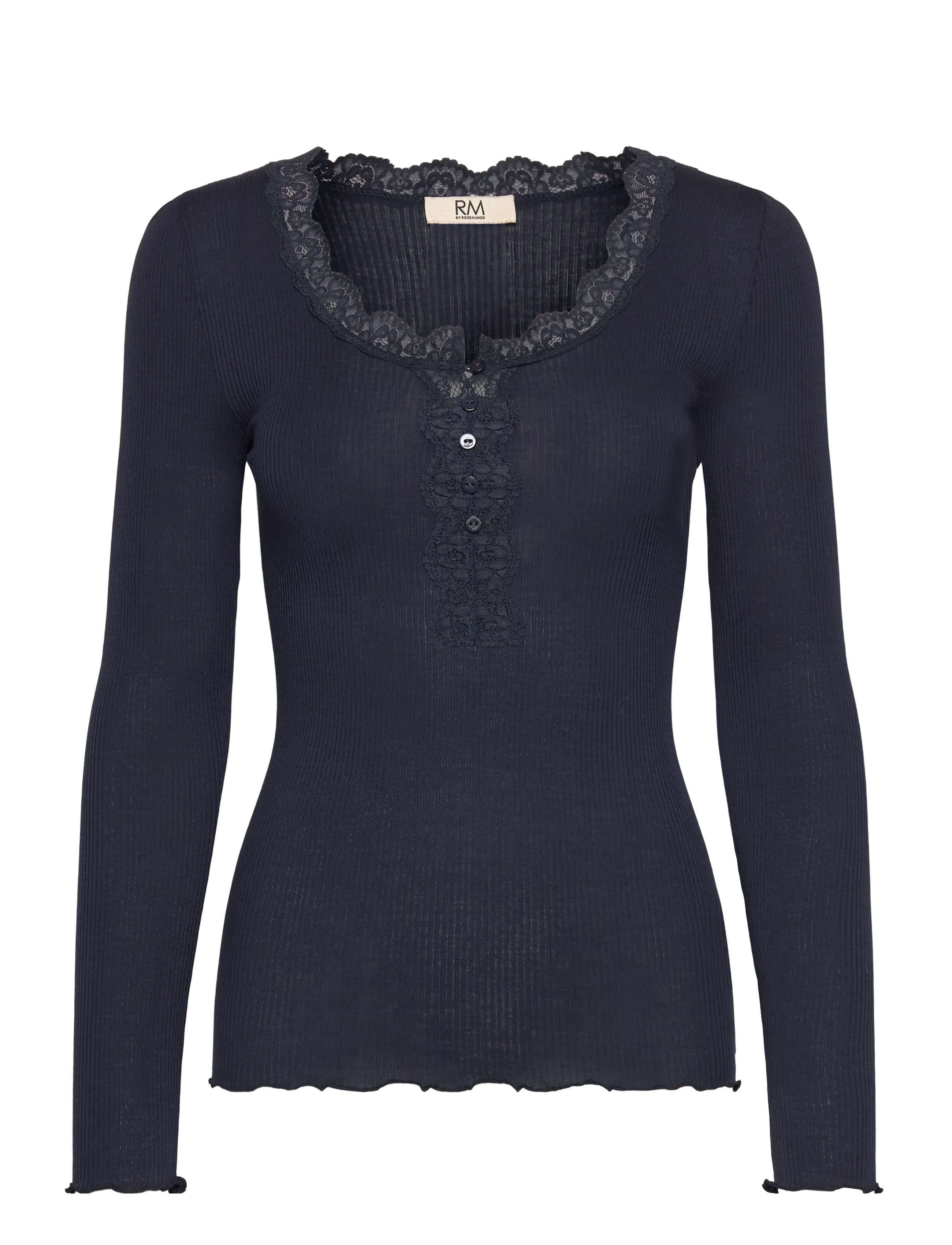 RM By Rosemunde RMWBalta LS Regular Placket T-shirt - T-shirts & Tops - NAVY / navy