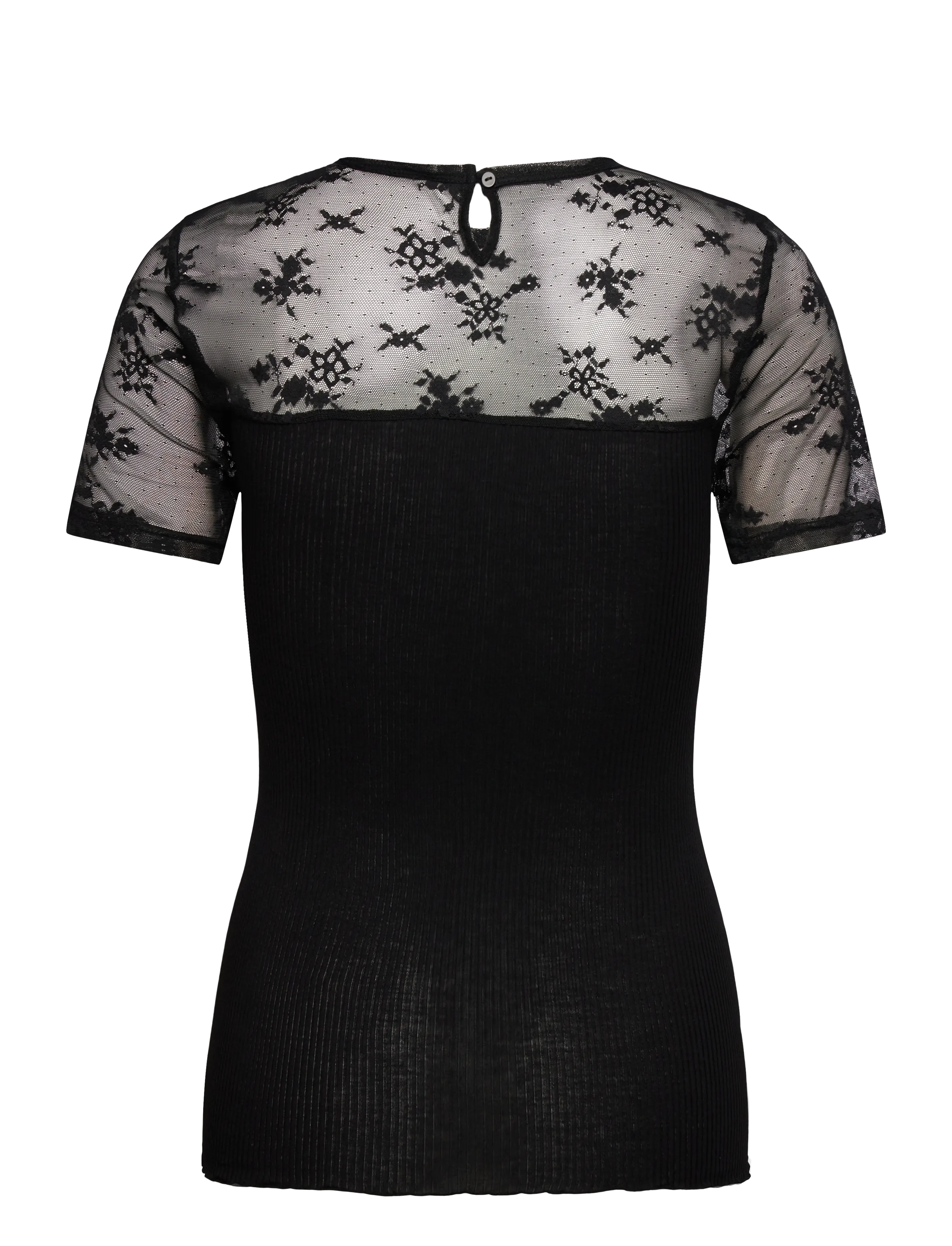RM By Rosemunde - RMWBalta SS Regular O-neck Full Lac - t-shirts - black - 1