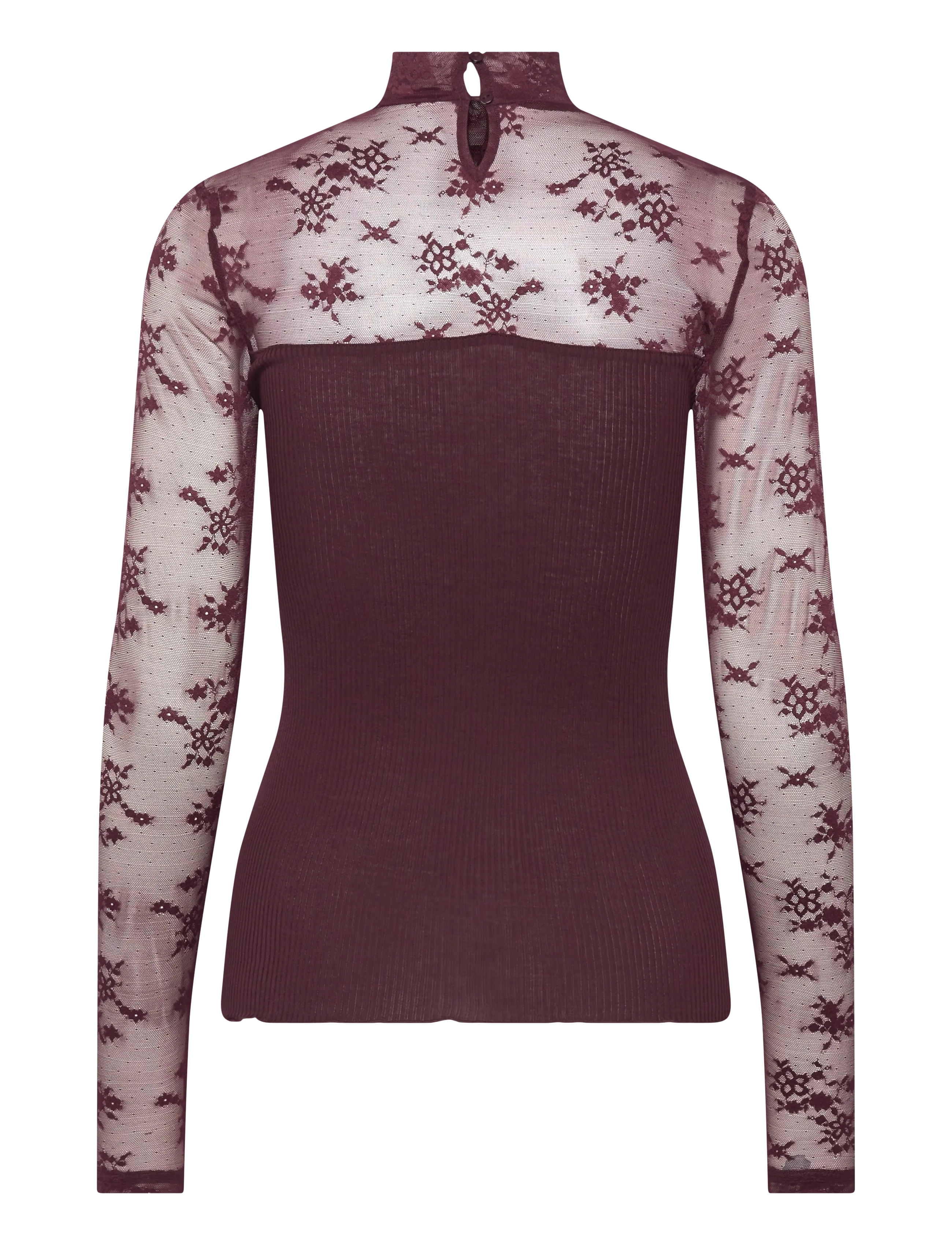 RM By Rosemunde - RMWBalta Modal LS T-neck Full Lace - langærmede toppe - winetasting - 2