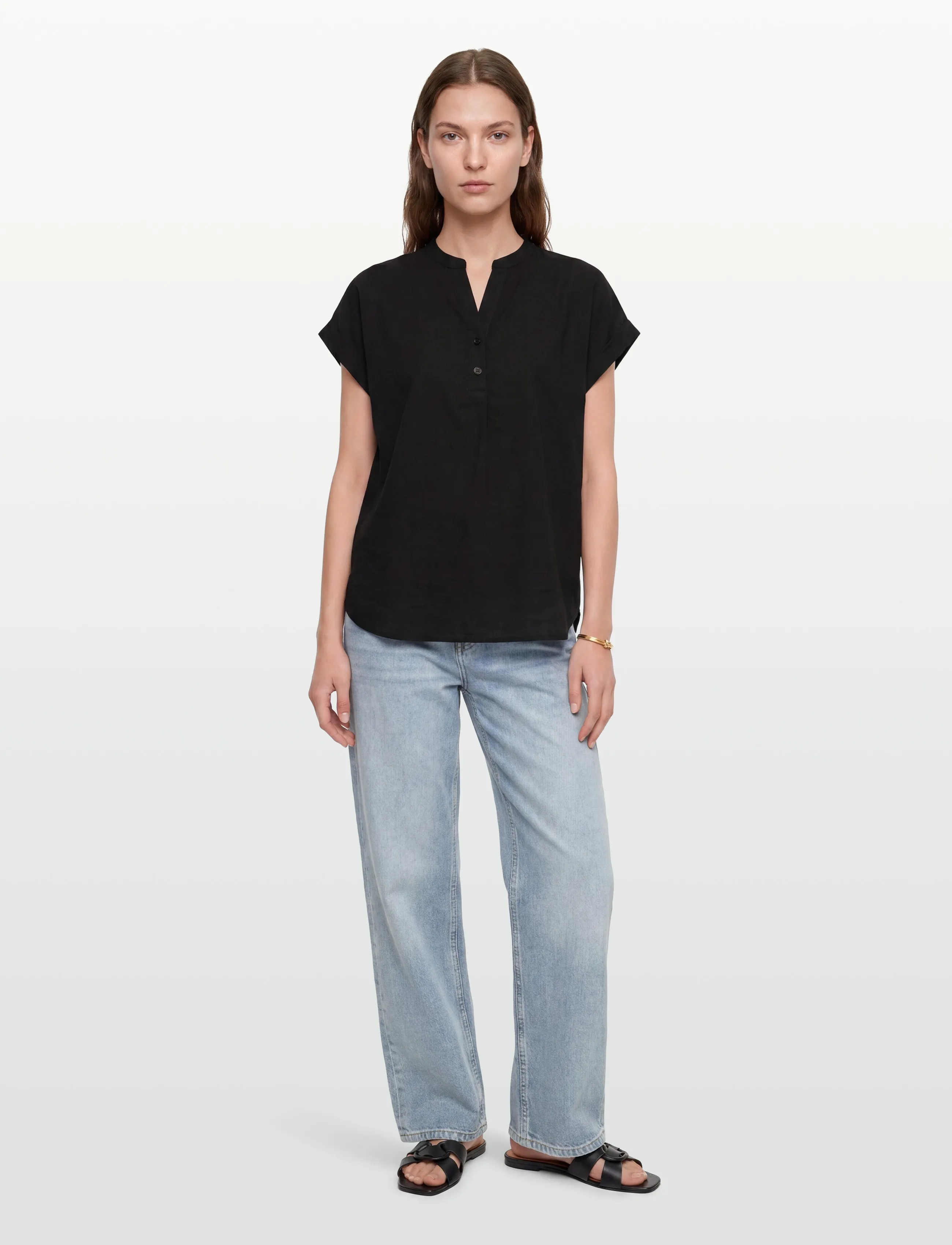 RM By Rosemunde - RMWTalia SL Blouse - kortærmede bluser - black - 0