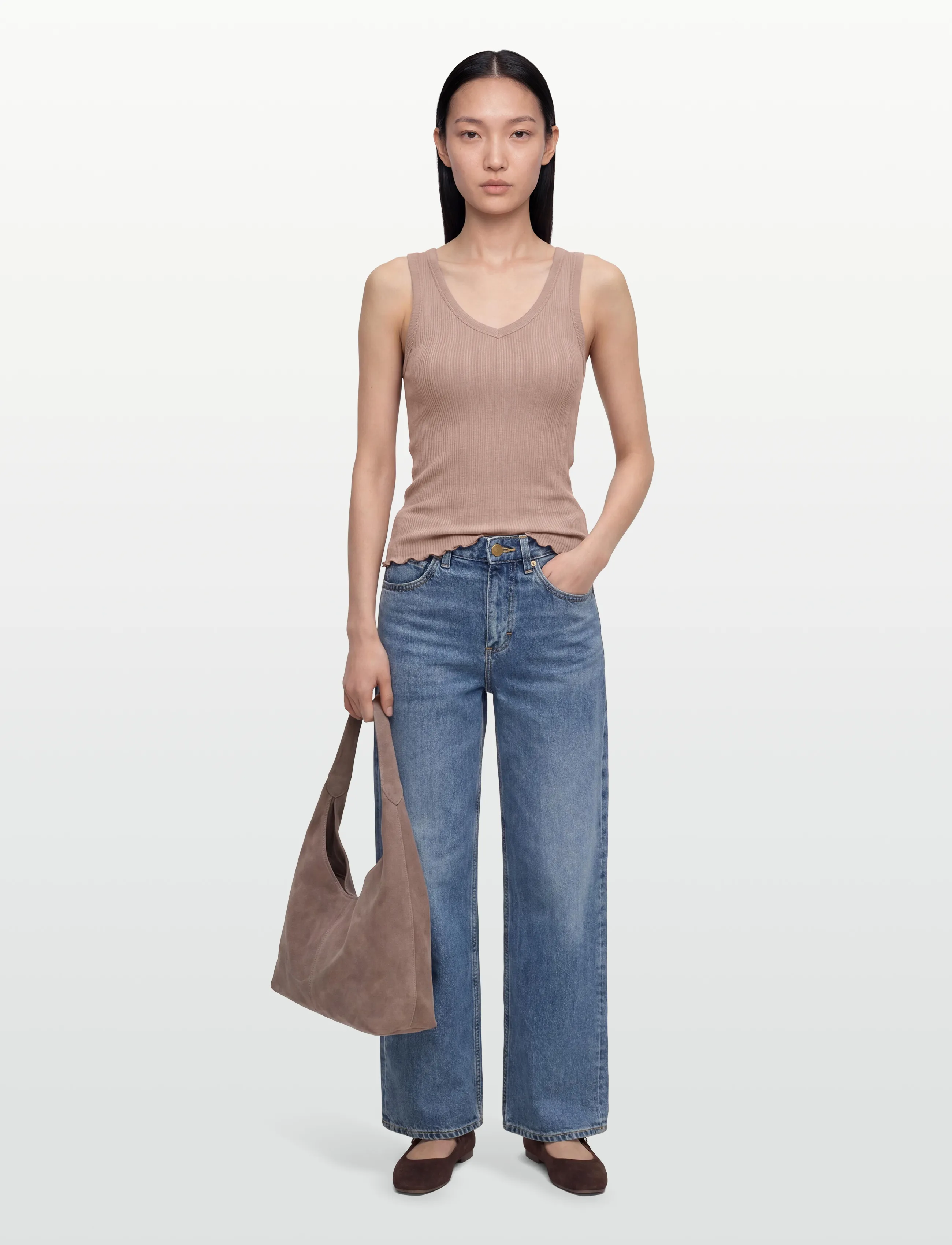RM By Rosemunde - RMWBardot SL V-Neck Tank Top - laveste priser - mocha meringue - 0