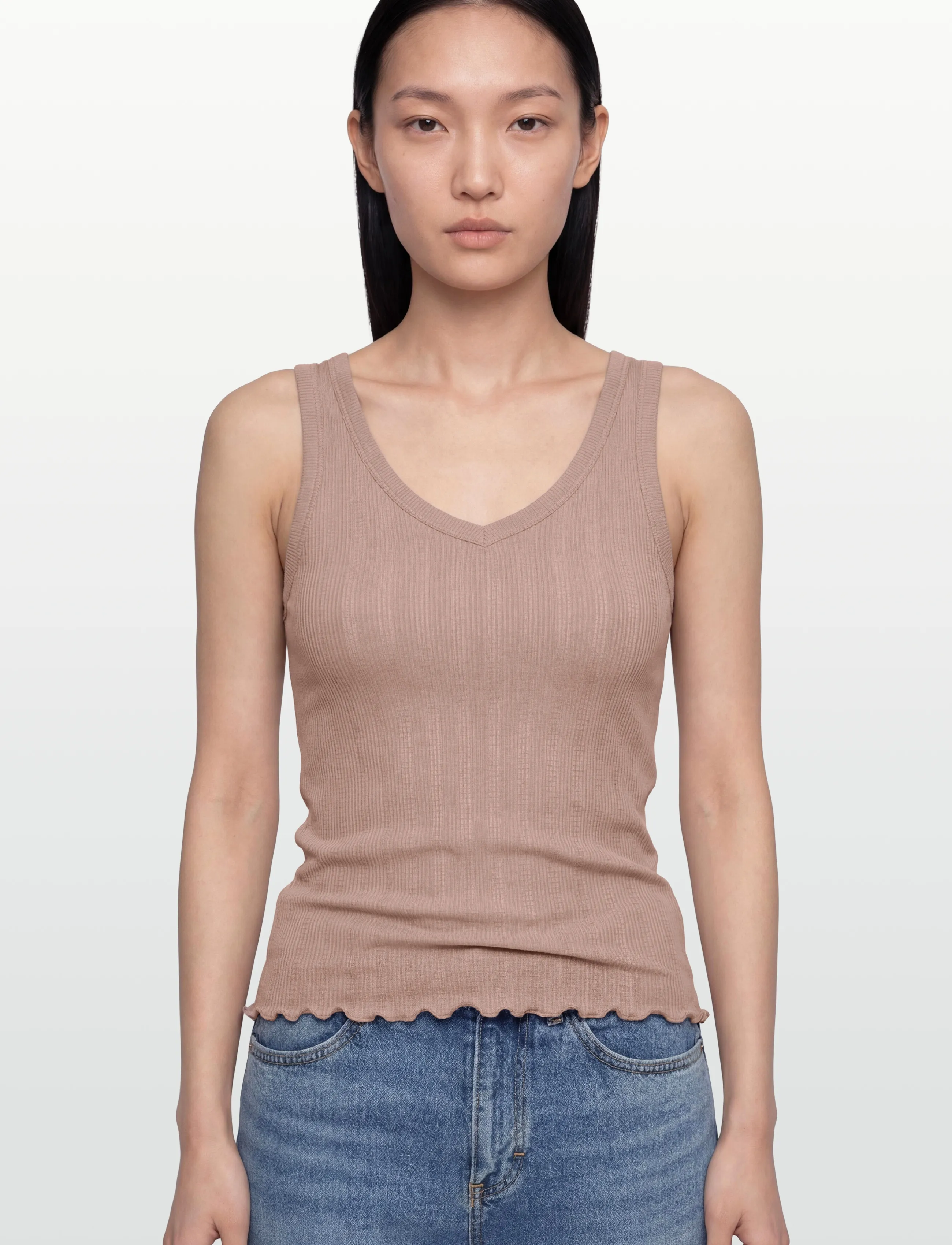 RM By Rosemunde - RMWBardot SL V-Neck Tank Top - laveste priser - mocha meringue - 3