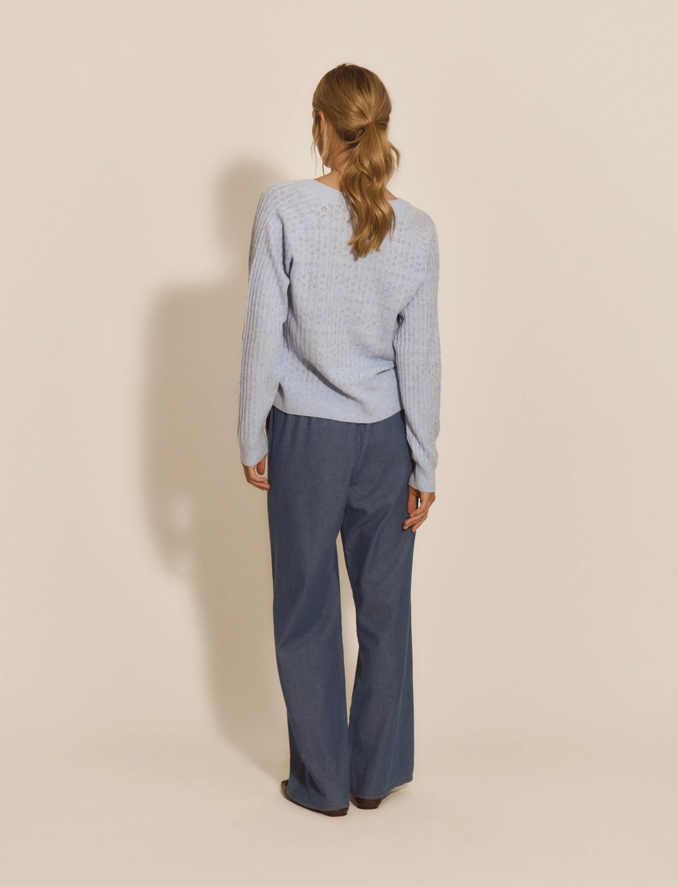 RM By Rosemunde - RMWSofia Pointelle LS Cardigan - kentucky blue melange - 3