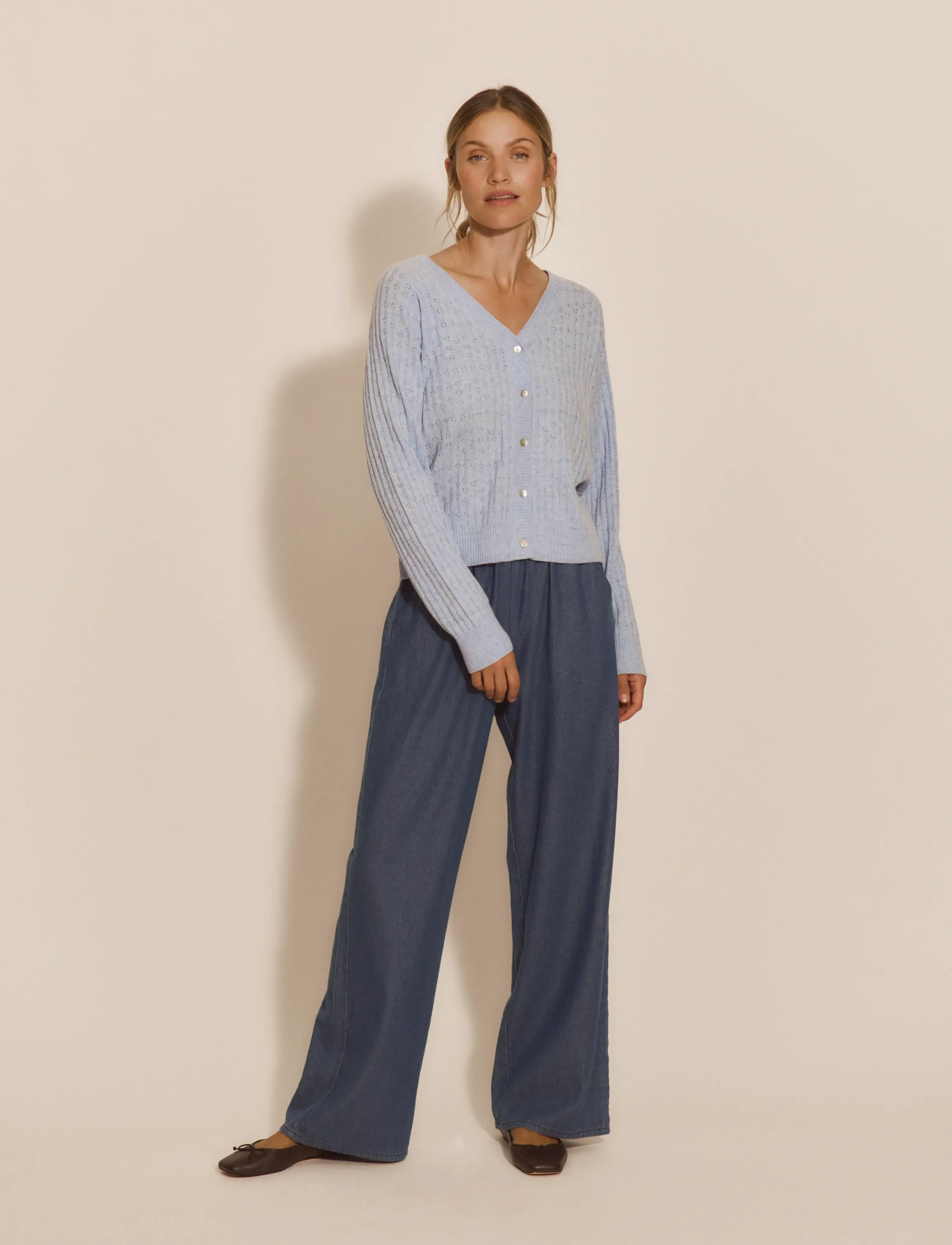 RM By Rosemunde - RMWSofia Pointelle LS Cardigan - kentucky blue melange - 4