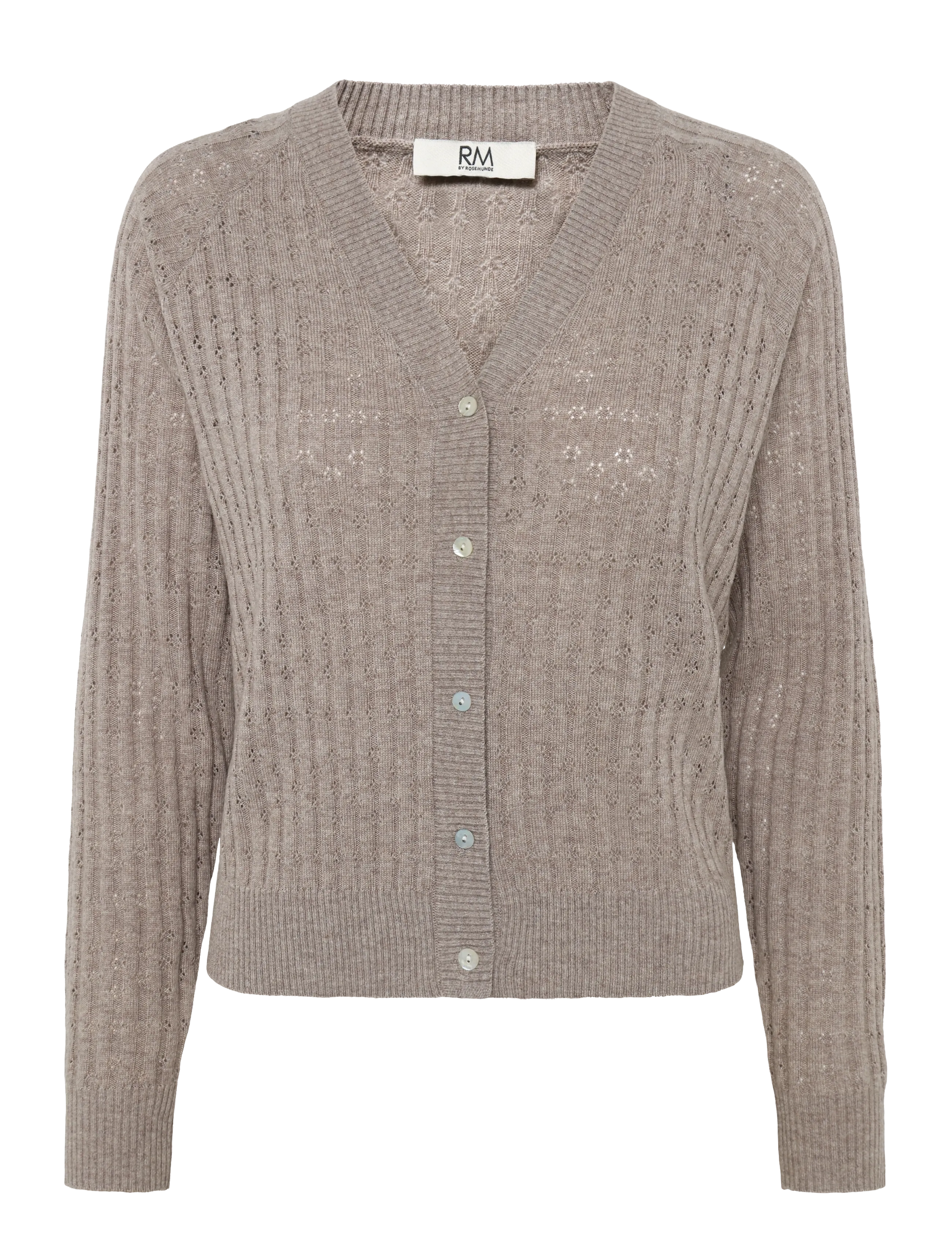 RM By Rosemunde RMWSofia Pointelle LS Cardigan - Gebreide truien & Vesten - LIGHT BROWN MELANGE / brown