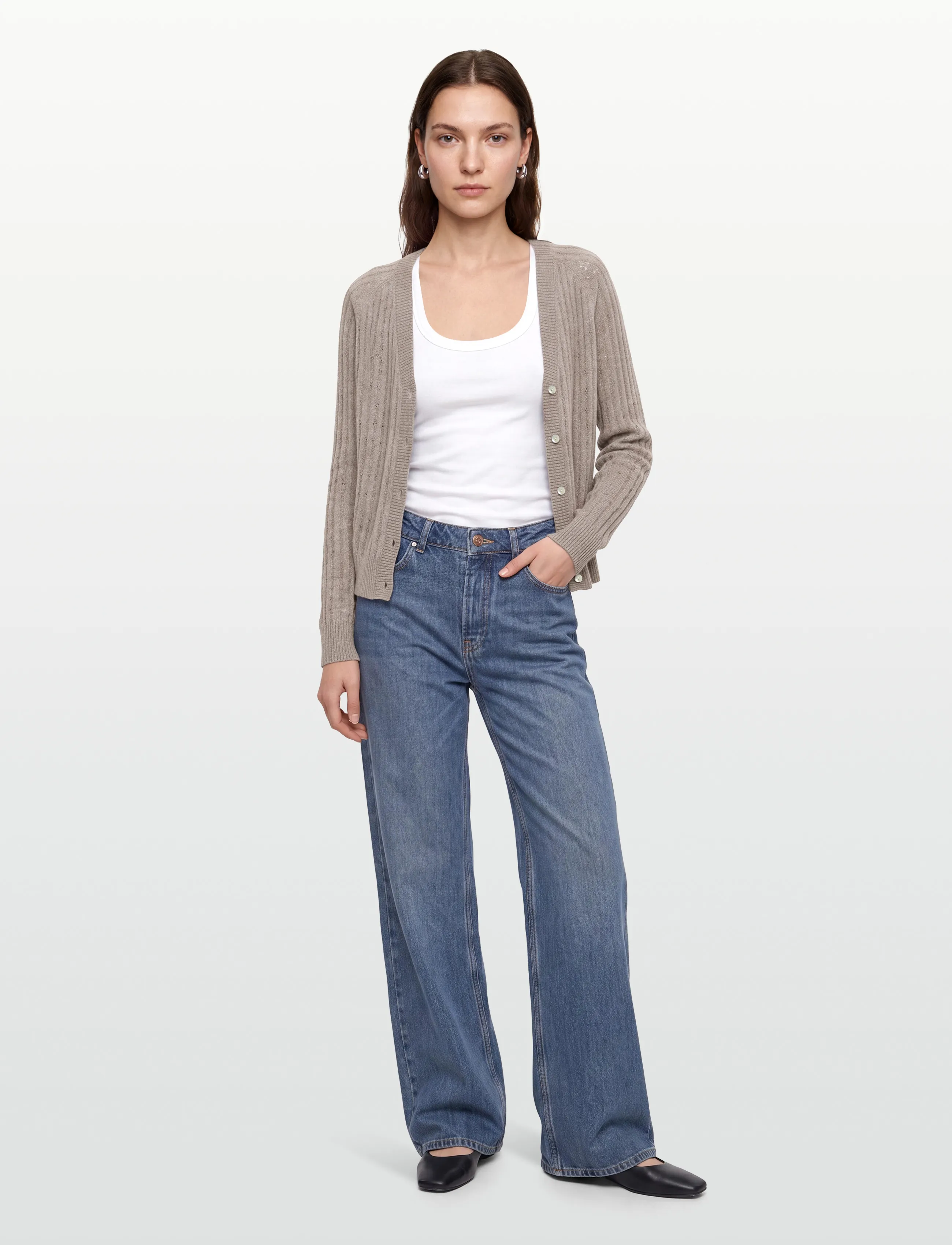 RM By Rosemunde - RMWSofia Pointelle LS Cardigan - cardigans - light brown melange - 0