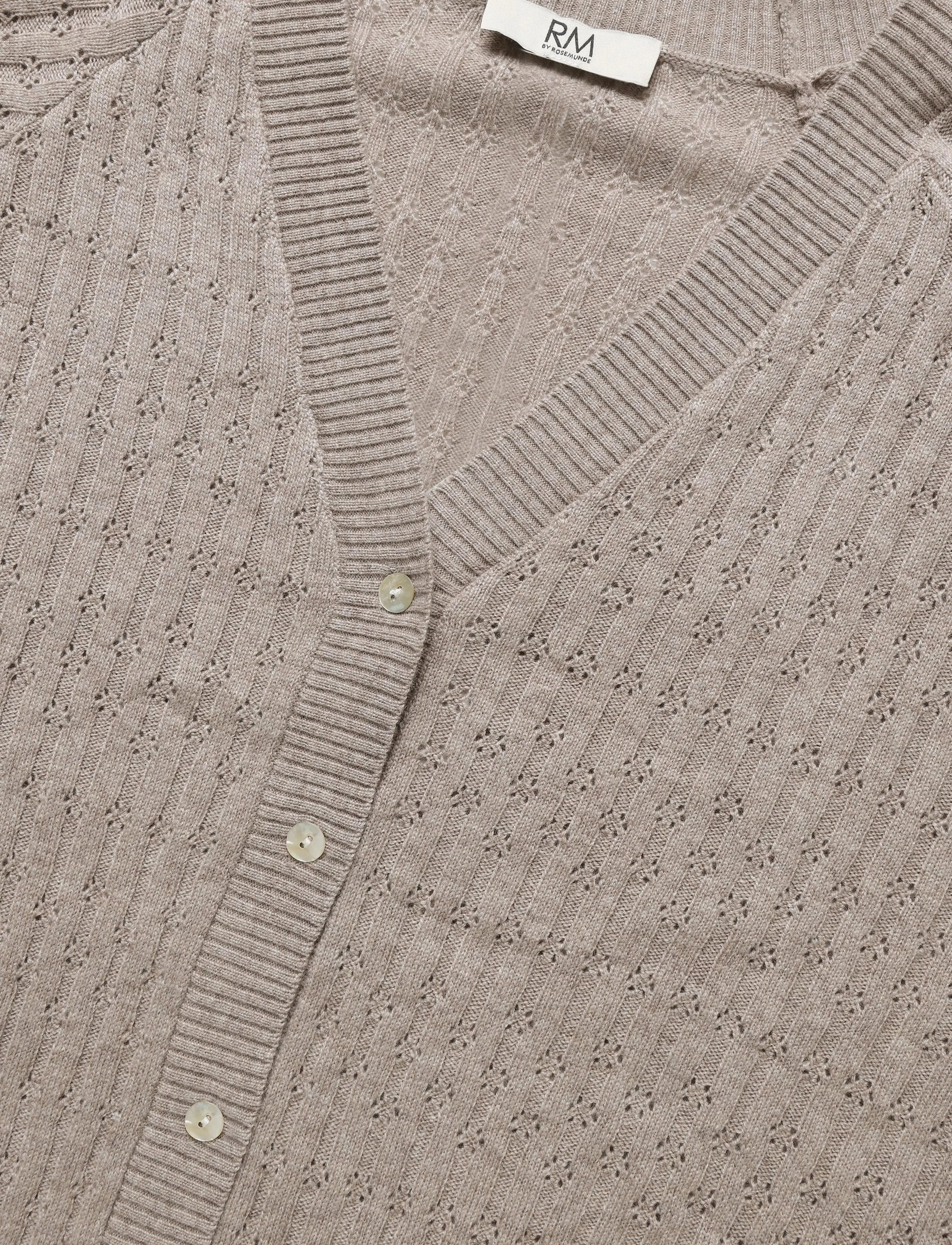 RM By Rosemunde - RMWSofia Pointelle LS Cardigan - kardiganid - light brown melange - 2