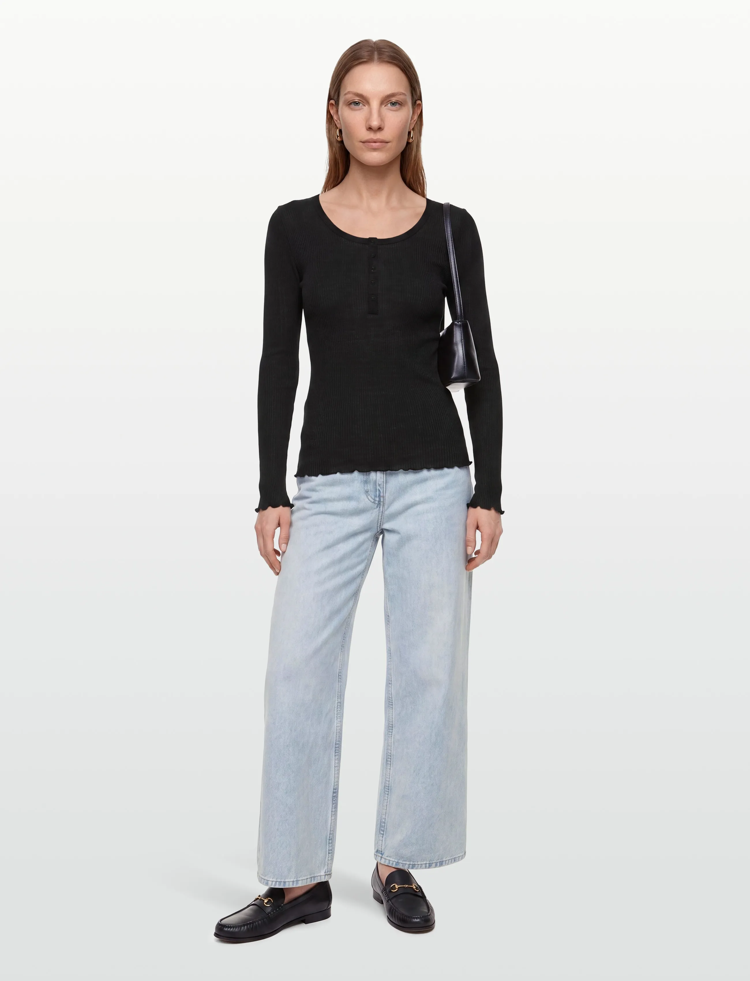 RM By Rosemunde - RMWBalta Modal LS Placket T-shirt - langærmede toppe - black - 0