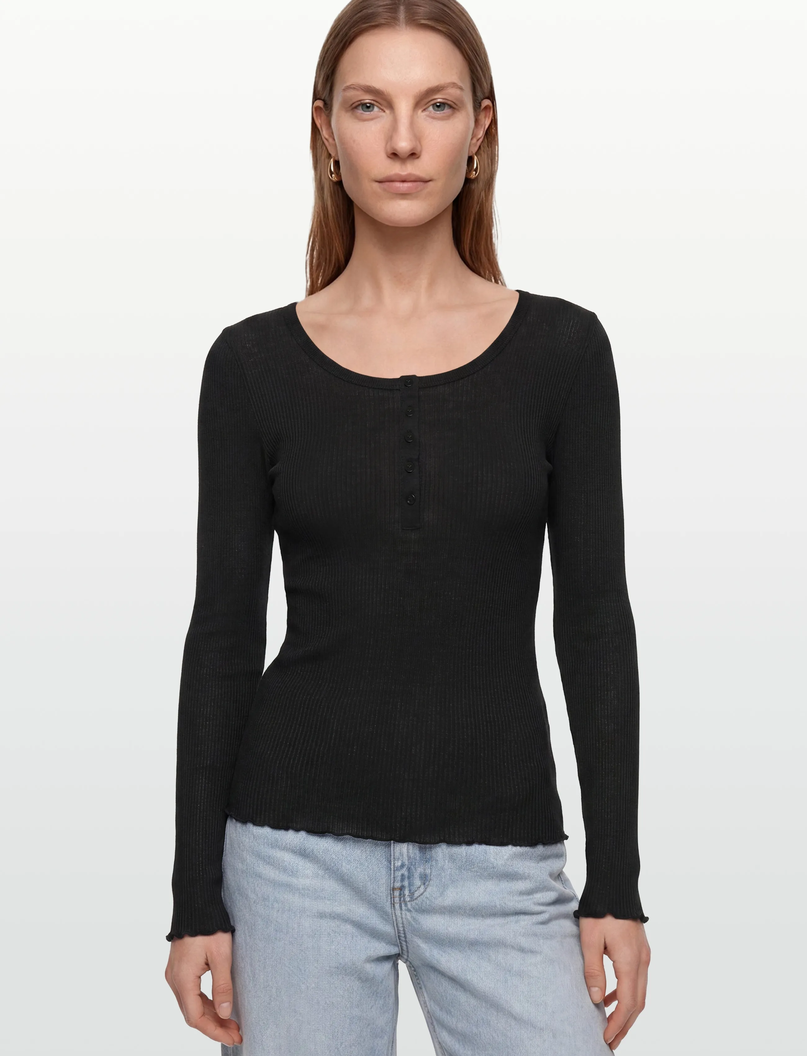RM By Rosemunde - RMWBalta Modal LS Placket T-shirt - langærmede toppe - black - 3
