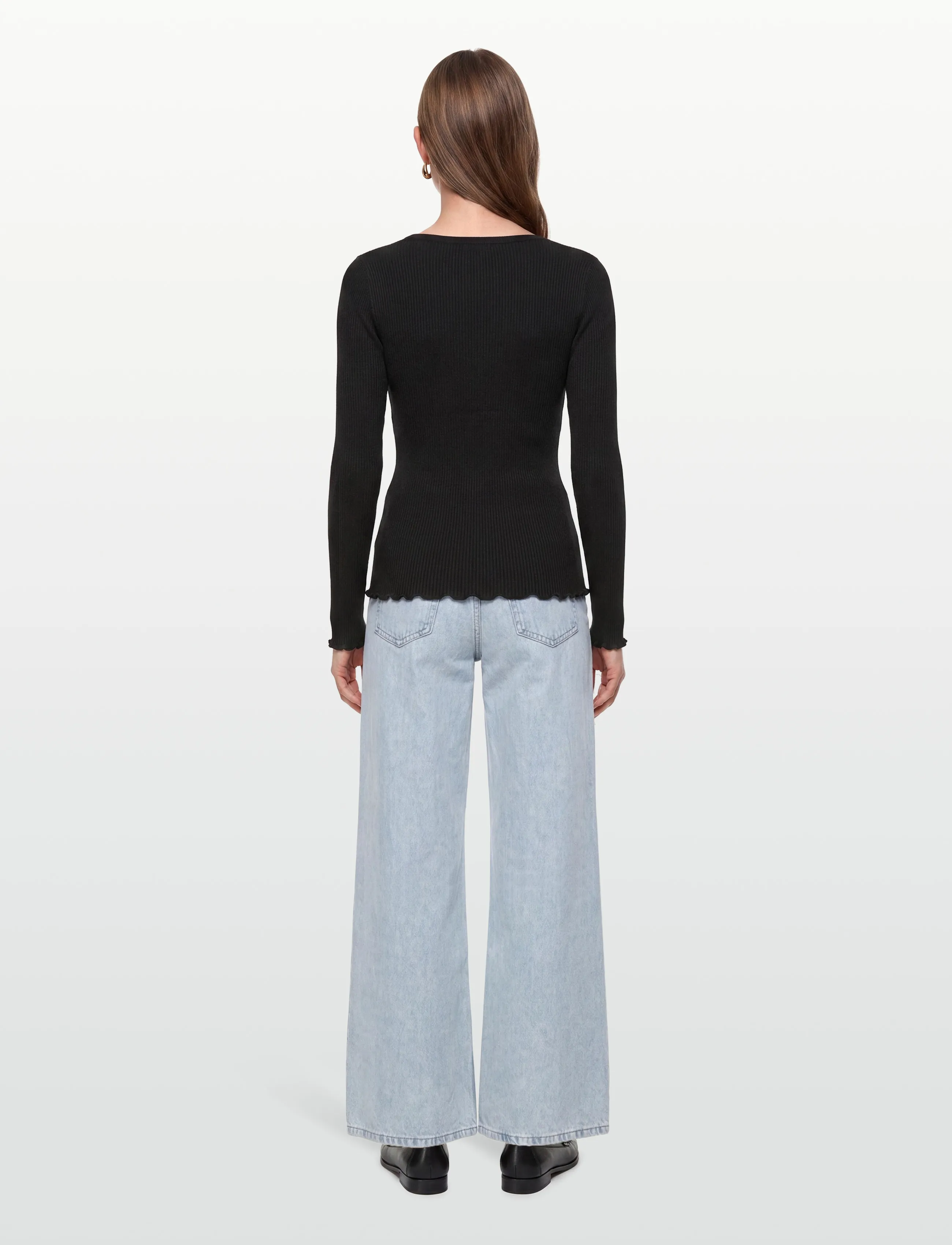 RM By Rosemunde - RMWBalta Modal LS Placket T-shirt - langærmede toppe - black - 4