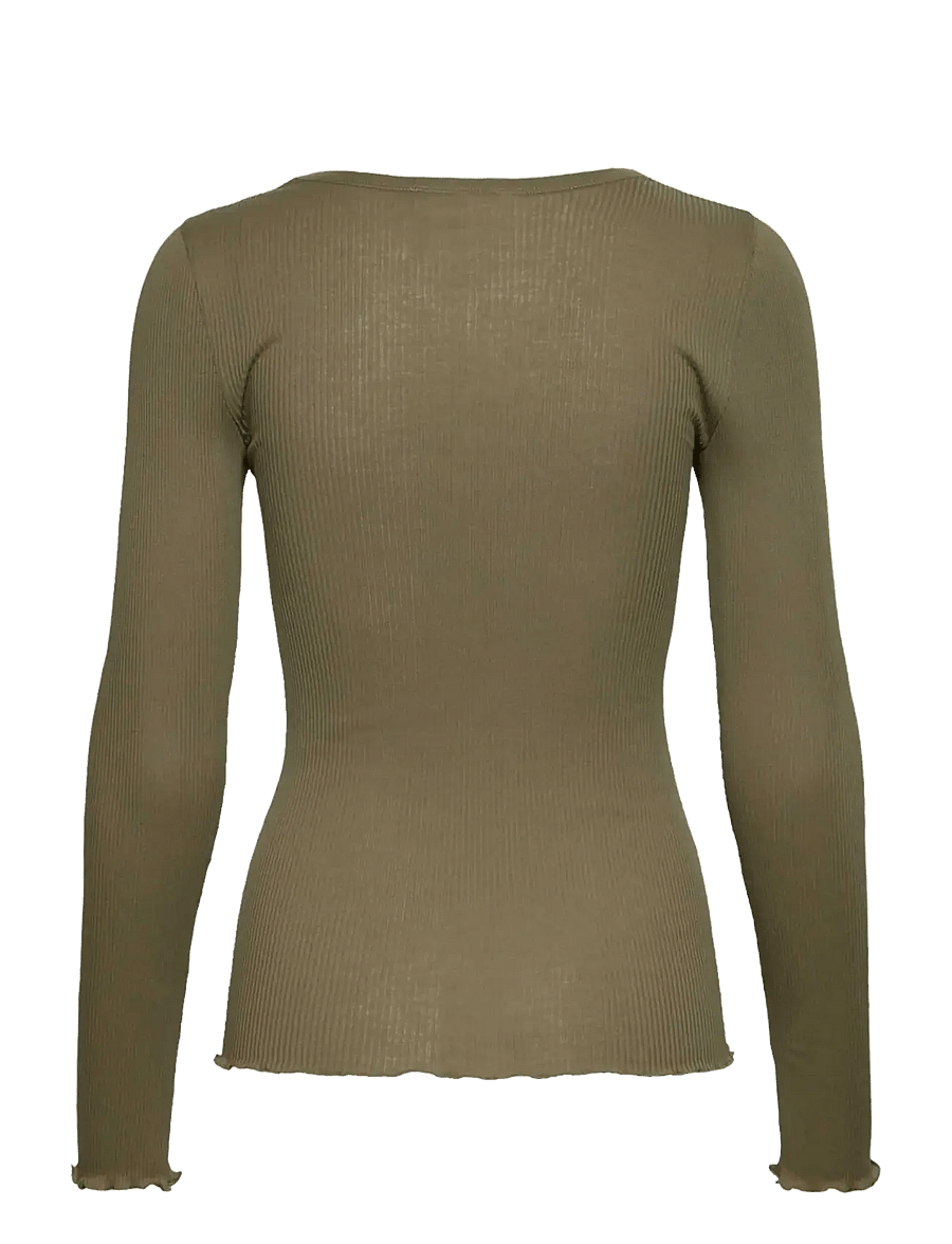 RM By Rosemunde - RMWBalta Modal LS Placket T-shirt - långärmade toppar - dusky green - 1