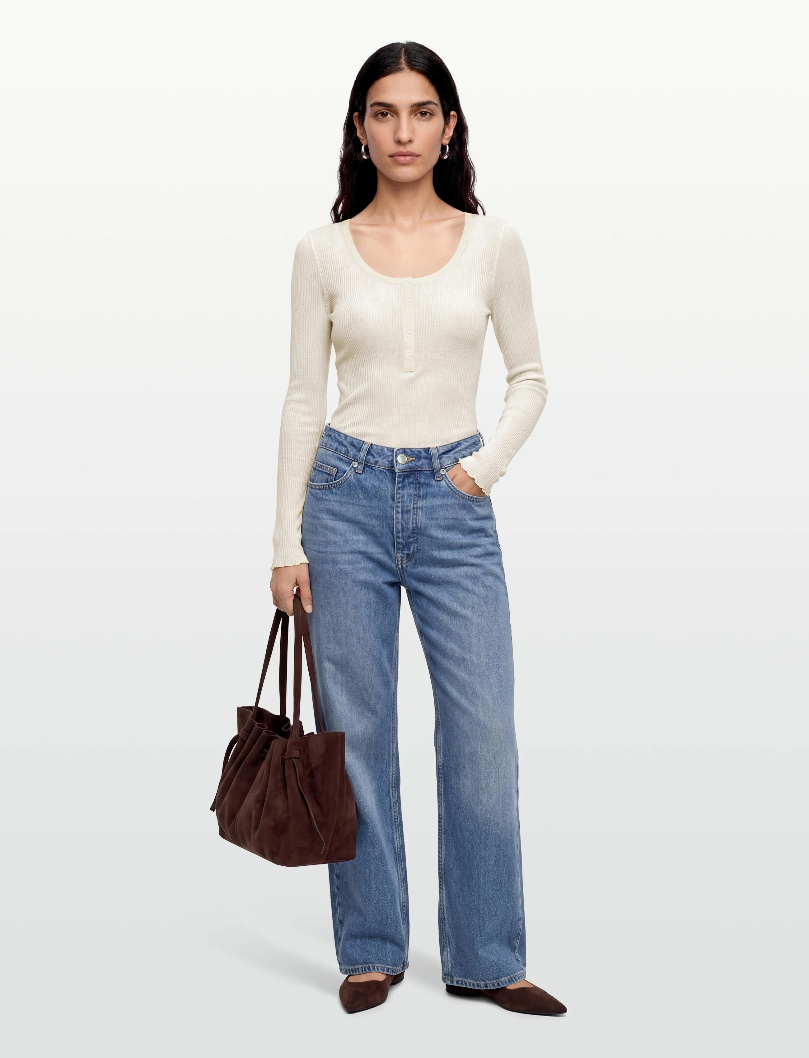 RM By Rosemunde - RMWBalta Modal LS Placket T-shirt - langärmlige tops - ivory - 0