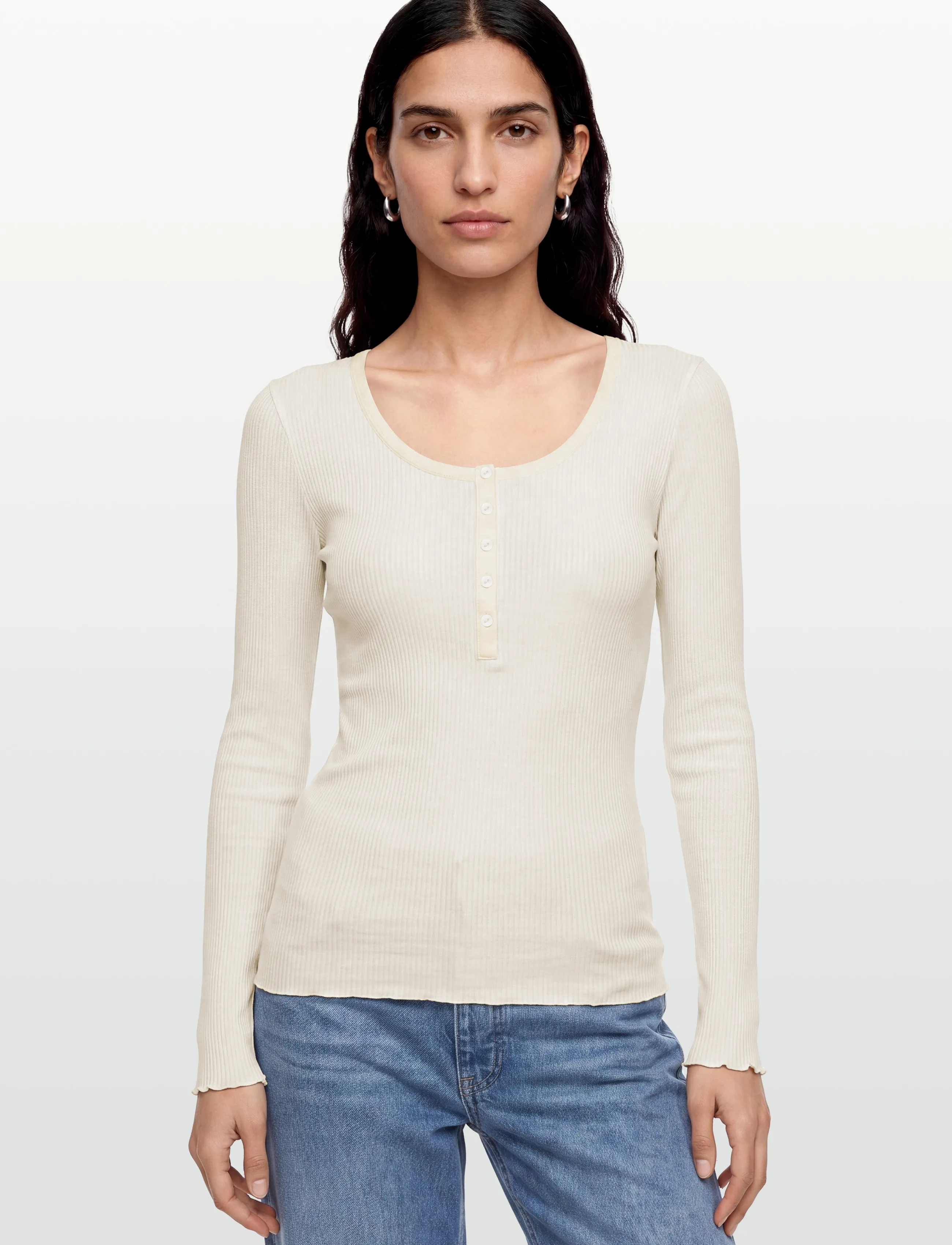RM By Rosemunde - RMWBalta Modal LS Placket T-shirt - langärmlige tops - ivory - 3