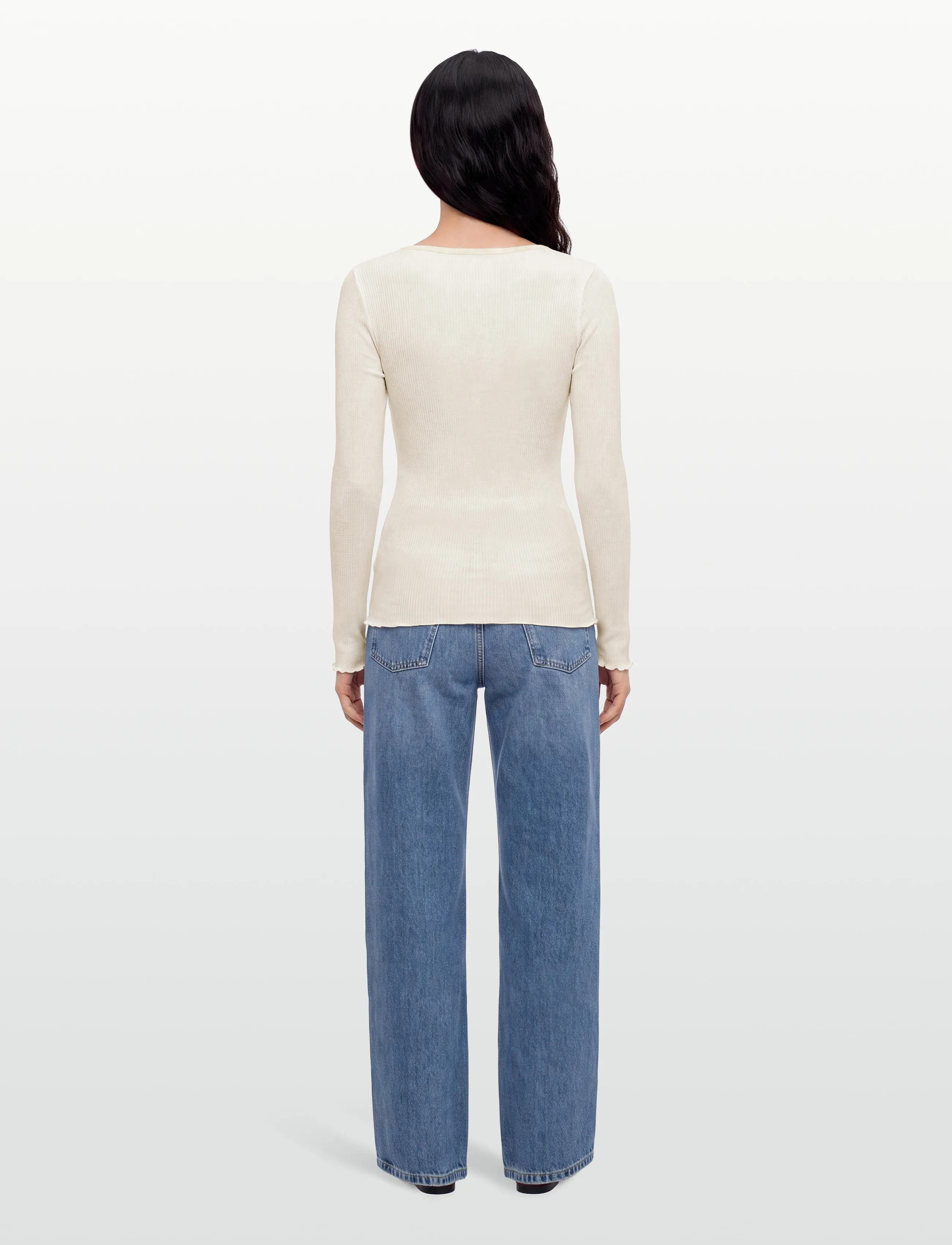 RM By Rosemunde - RMWBalta Modal LS Placket T-shirt - langärmlige tops - ivory - 4