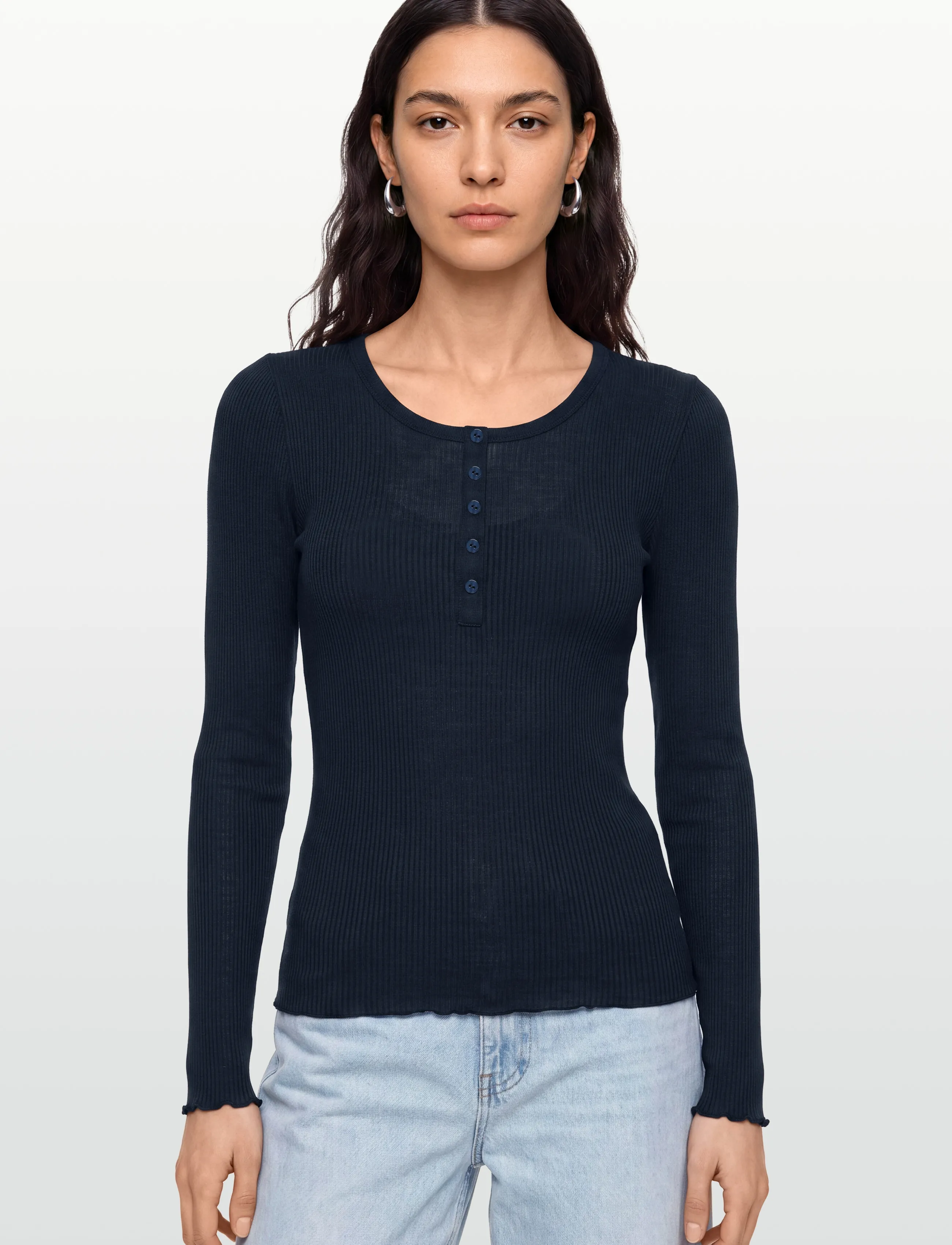 RM By Rosemunde - RMWBalta Modal LS Placket T-shirt - långärmade toppar - navy - 3