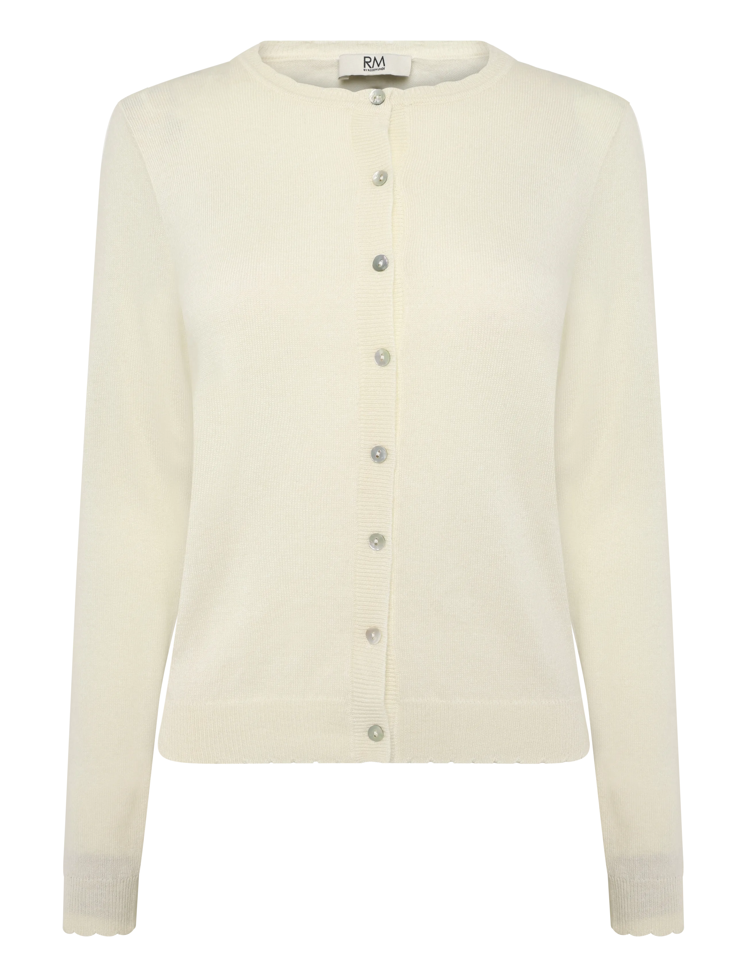 RM BY ROSEMUNDE Rmwsofia Wolle Ls Scallop Edge Kurz Cream - L - Damen