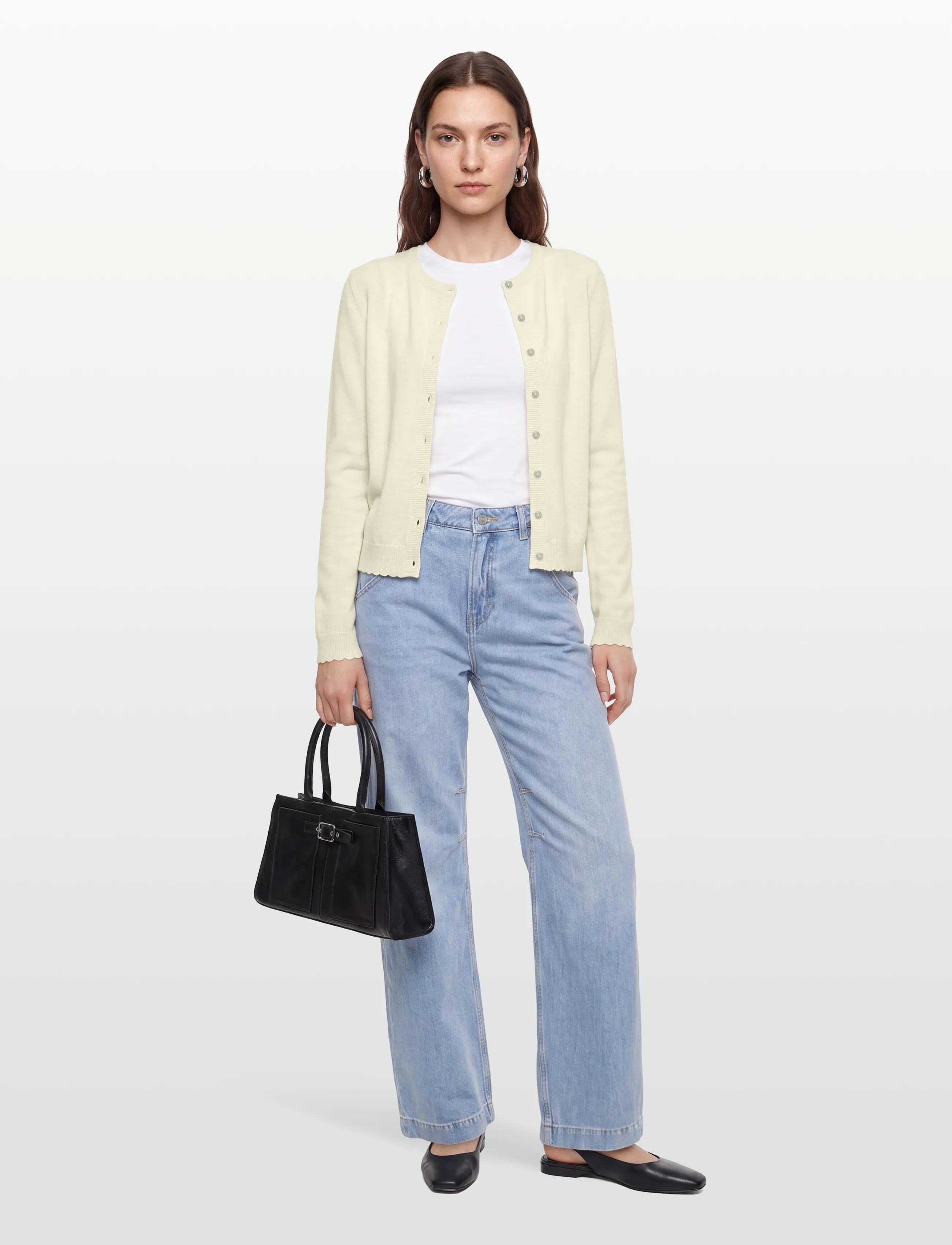 RM By Rosemunde - RMWSofia Wool LS Scallop Edge Short - gebreide vesten - ivory - 0