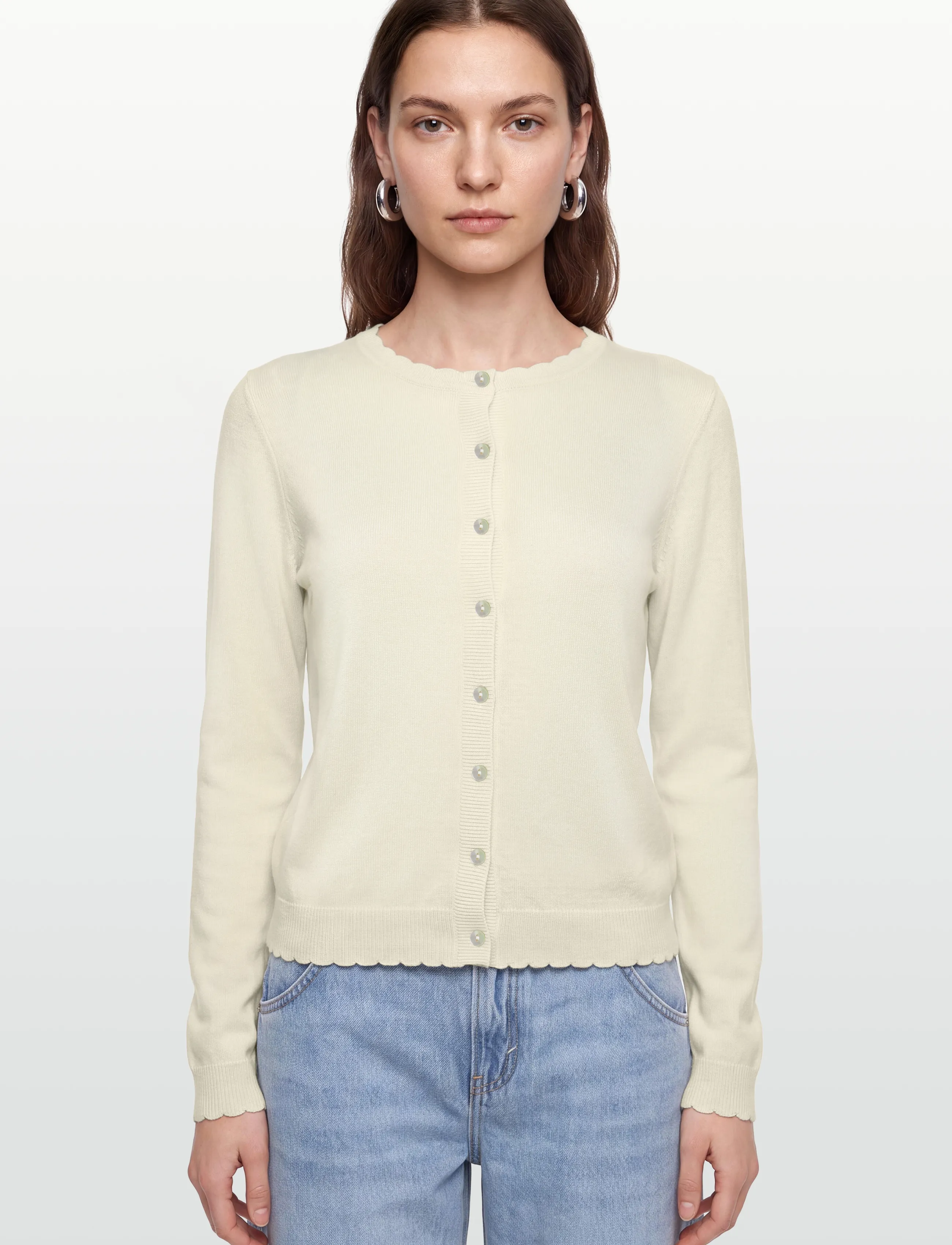 RM By Rosemunde - RMWSofia Wool LS Scallop Edge Short - gebreide vesten - ivory - 3