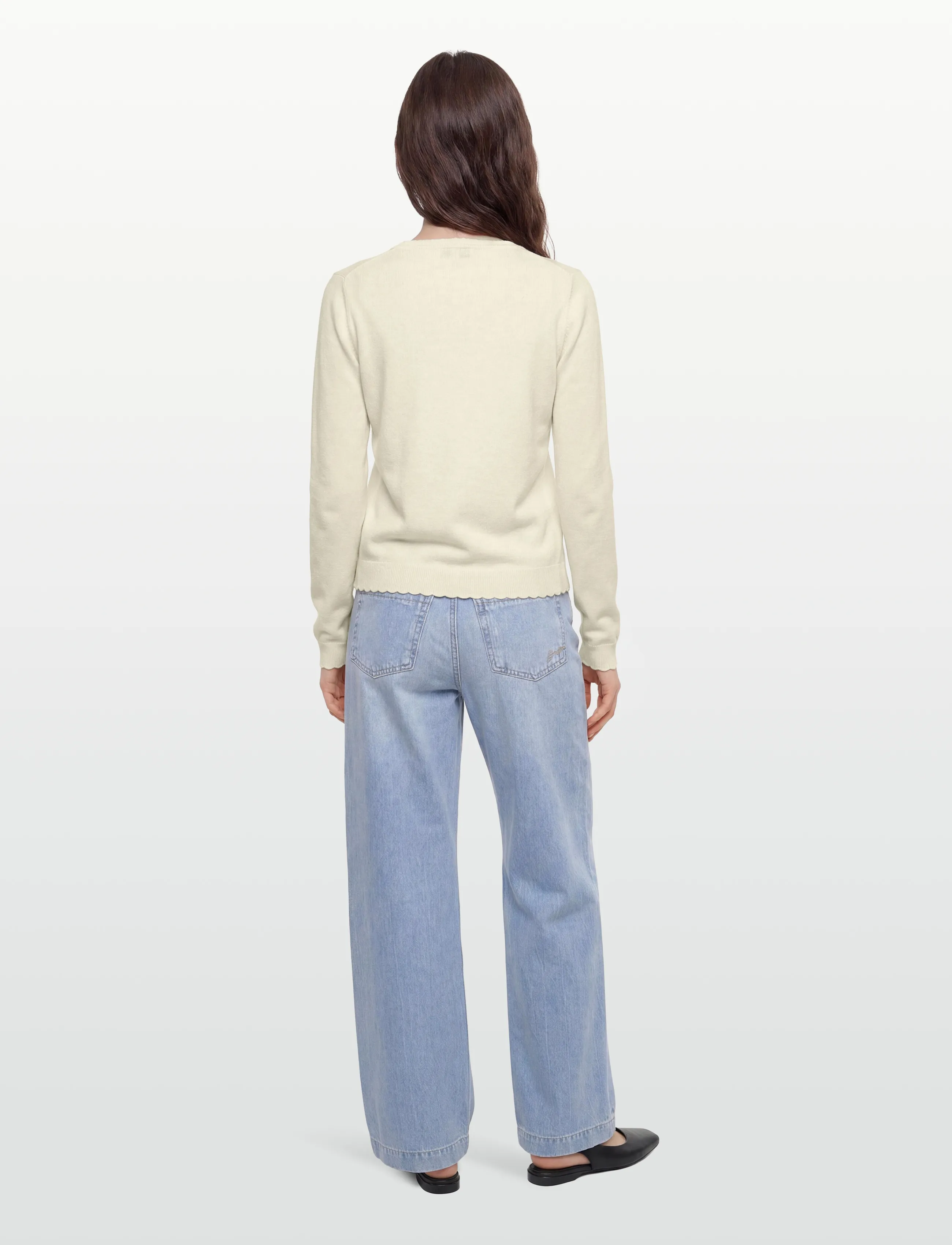 RM By Rosemunde - RMWSofia Wool LS Scallop Edge Short - gebreide vesten - ivory - 4