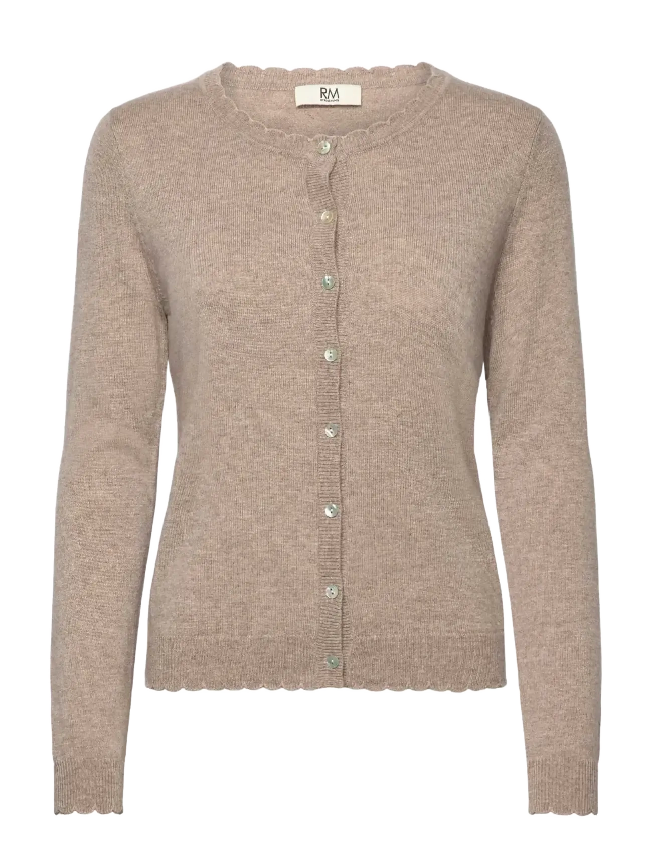 RM BY ROSEMUNDE Rmwsofia Wolle Ls Scallop Edge Kurz Beige - XL - Damen