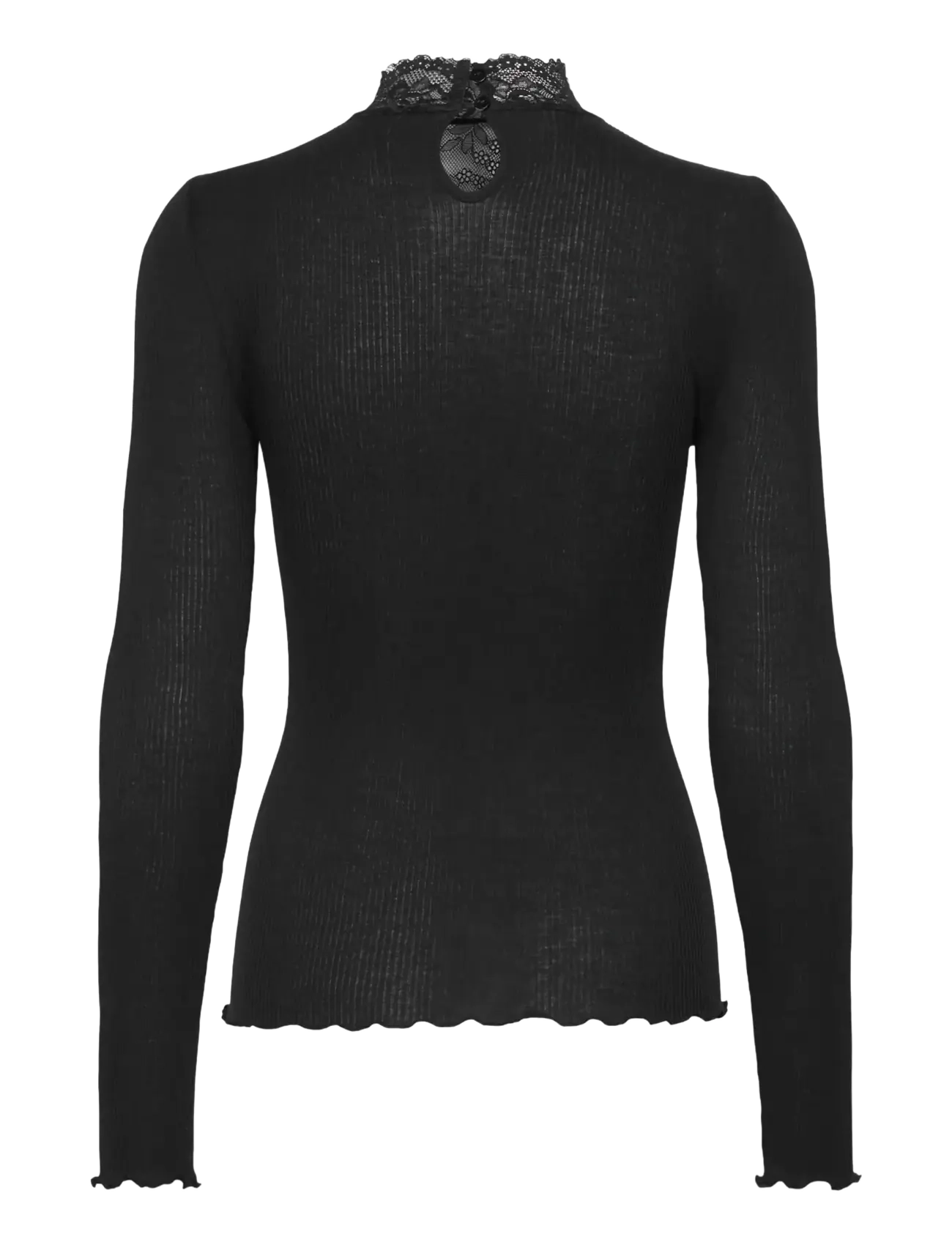 RM By Rosemunde - RMWBalta Modal LS  Lace T-neck T-shirt - efterårstøj - black - 1