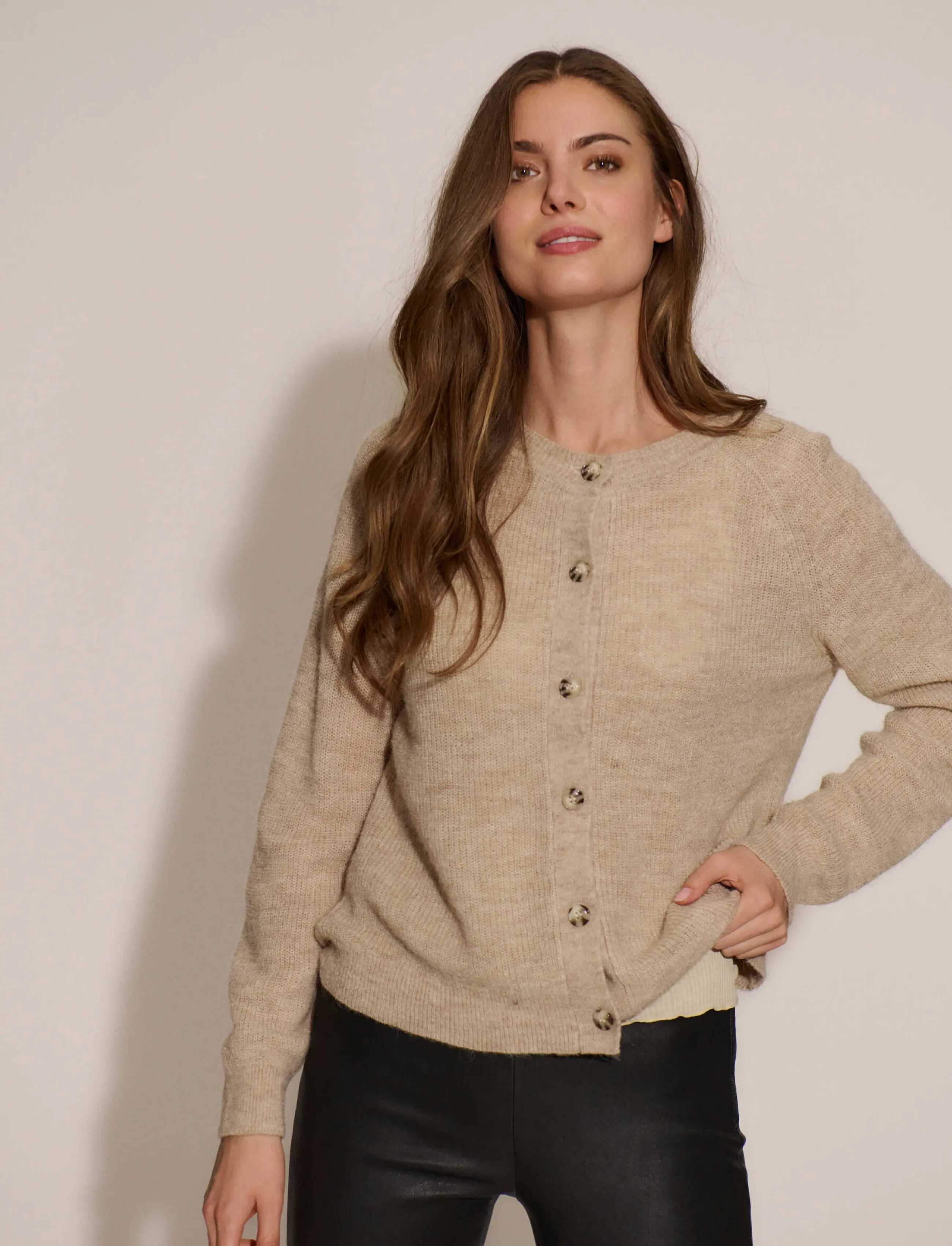 RM By Rosemunde - RMWCille LS Cardigan - efterårstøj - light sand melange - 3