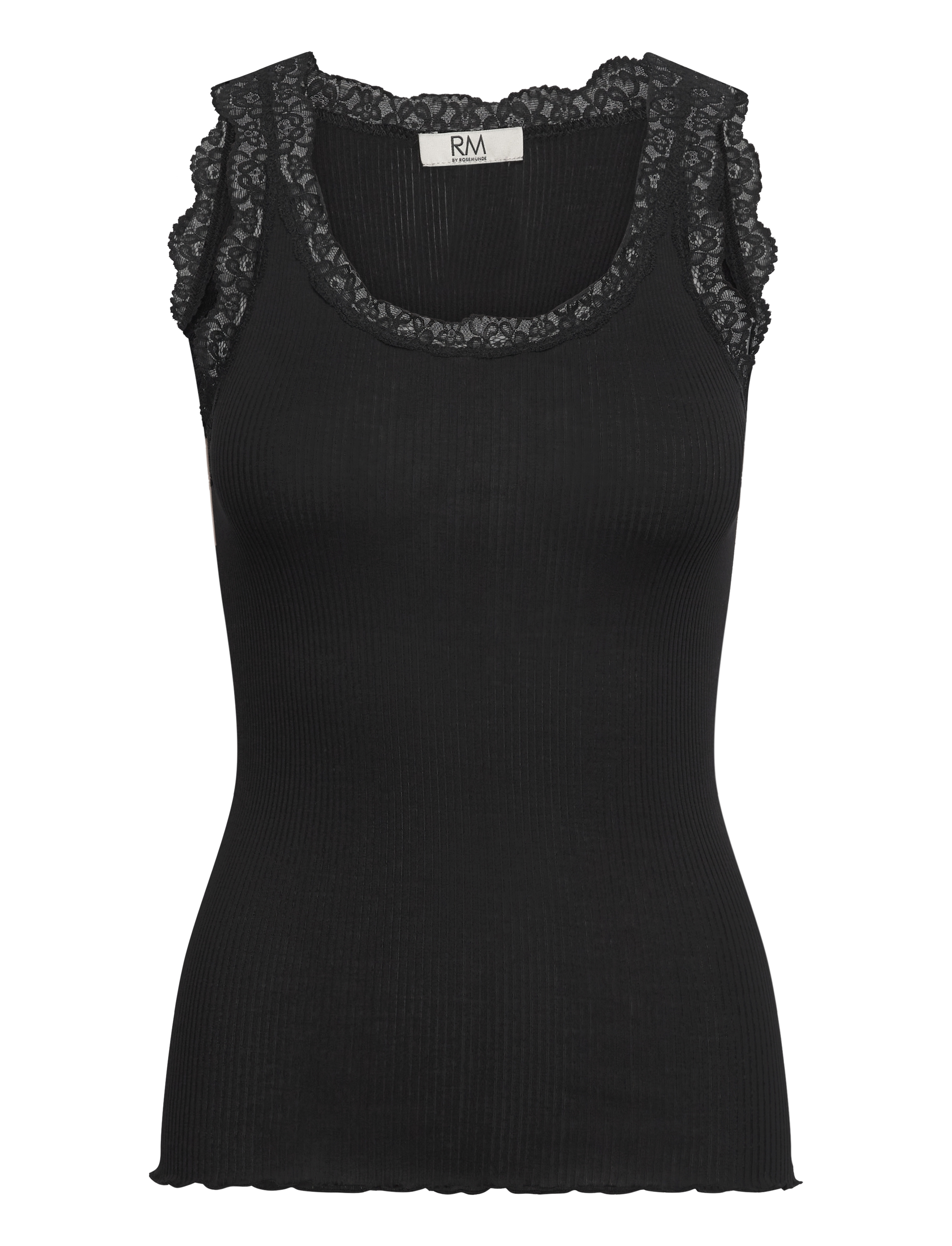 RM By Rosemunde RMWBalta modal SL lace U-neck top - Plus Size & Curvy - BLACK / black