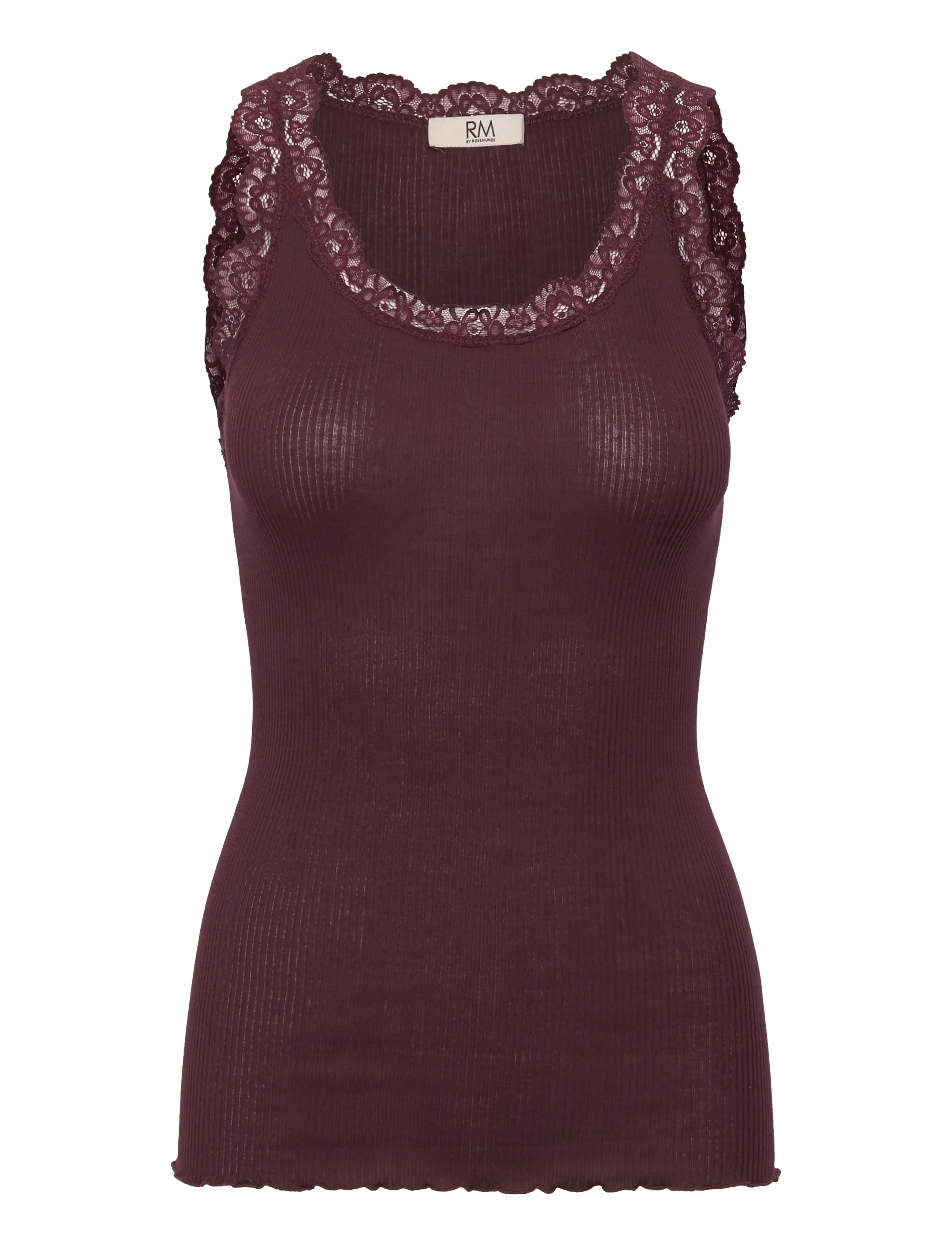 RM By Rosemunde RMWBalta modal SL lace U-neck top - Tøj - WINETASTING / burgundy