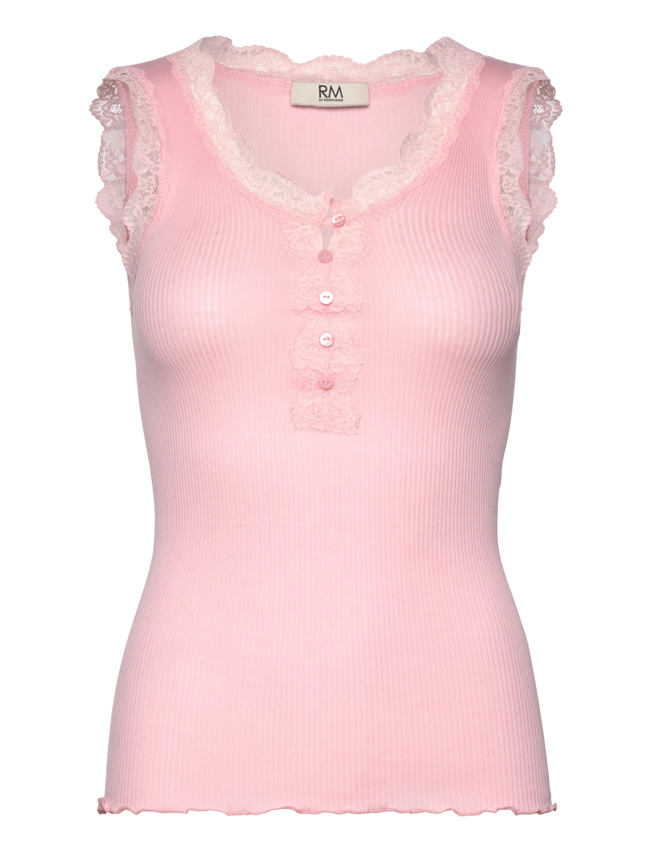 RMWBalta modal SL lace placket top - ALMOND BLOSSOM