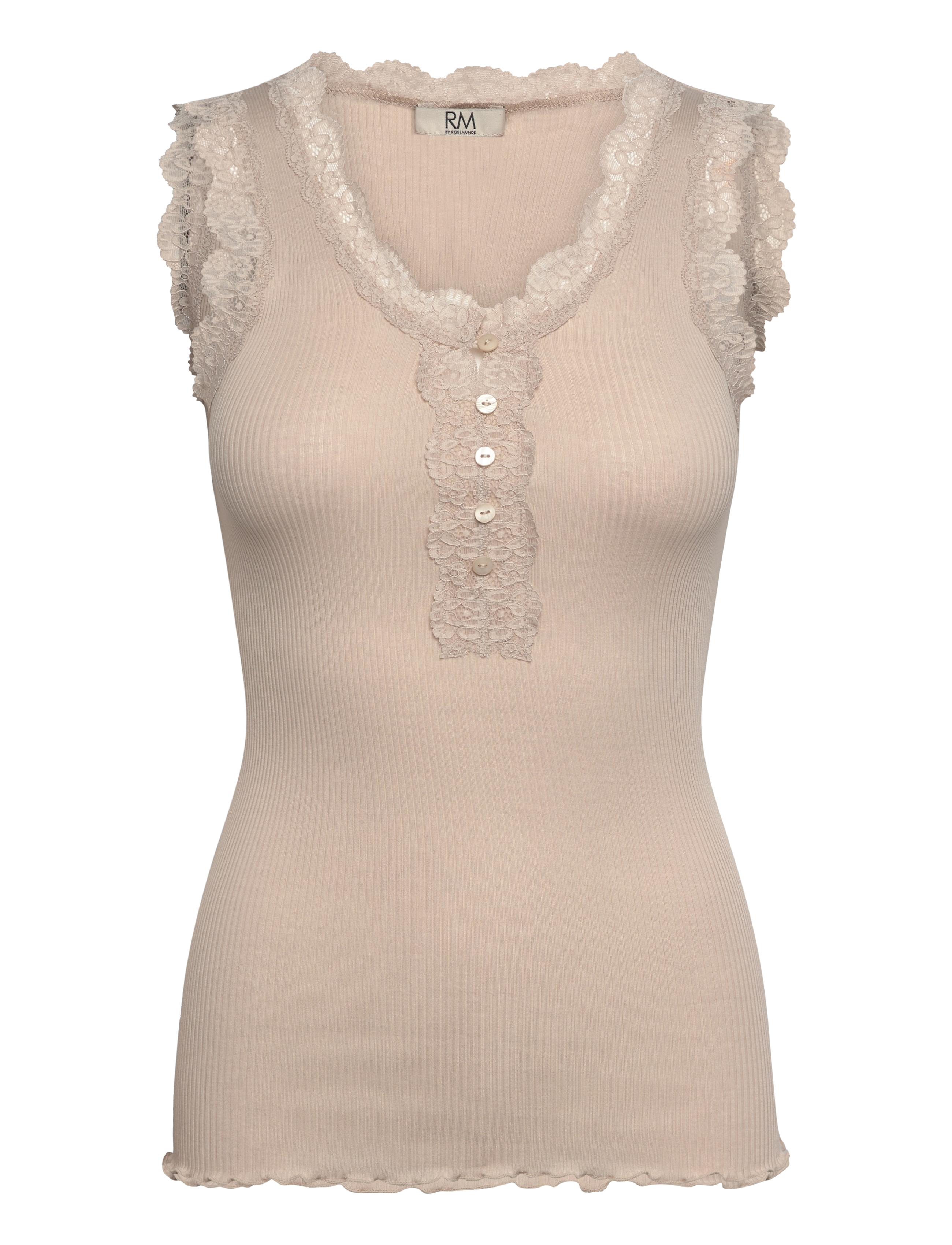 RMWBalta modal SL lace placket top - CACAO