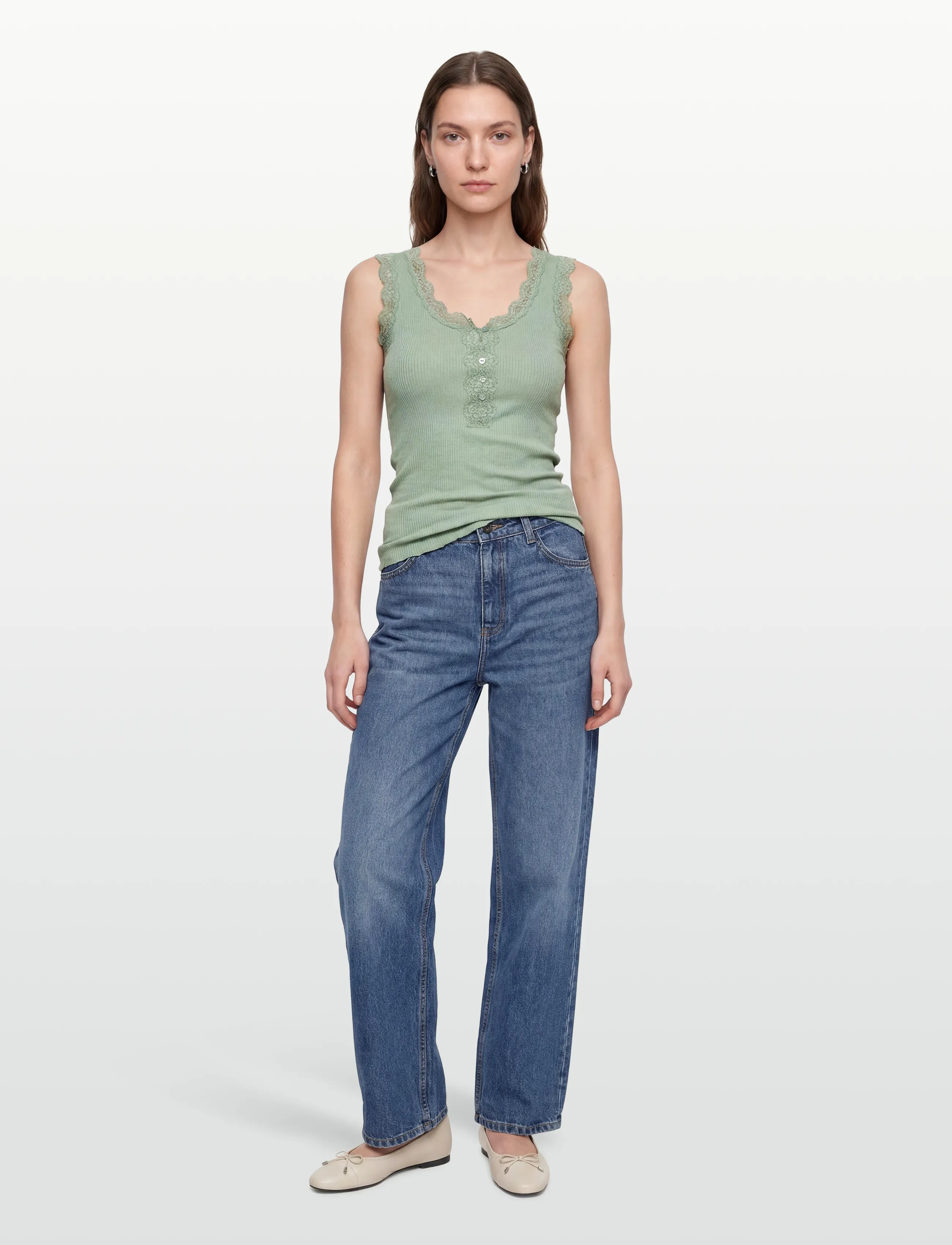 RM By Rosemunde - RMWBalta Modal SL Placket Top - linnen - jadeite - 0