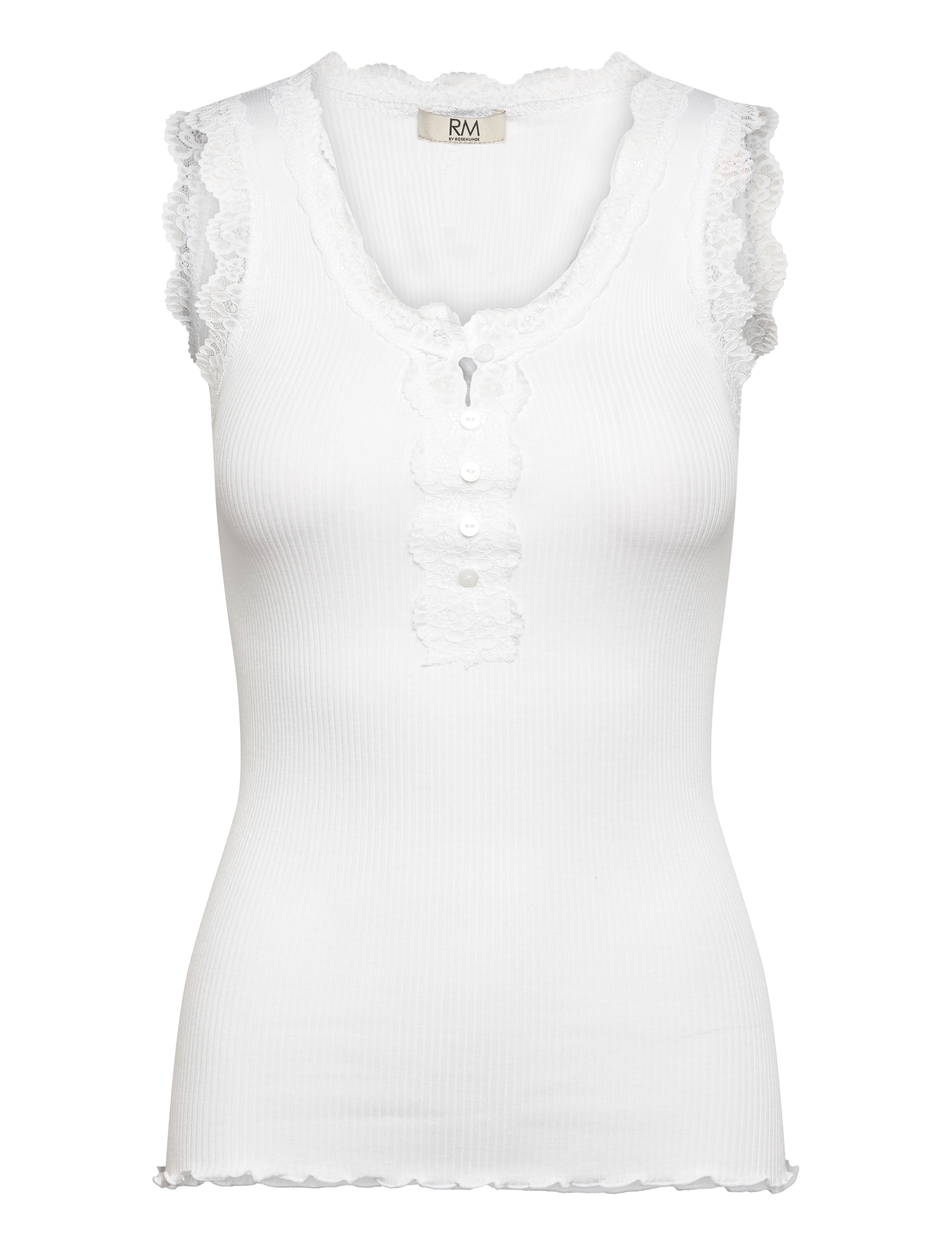 RM By Rosemunde RMWBalta modal SL lace placket top - Tøj - NEW WHITE / white
