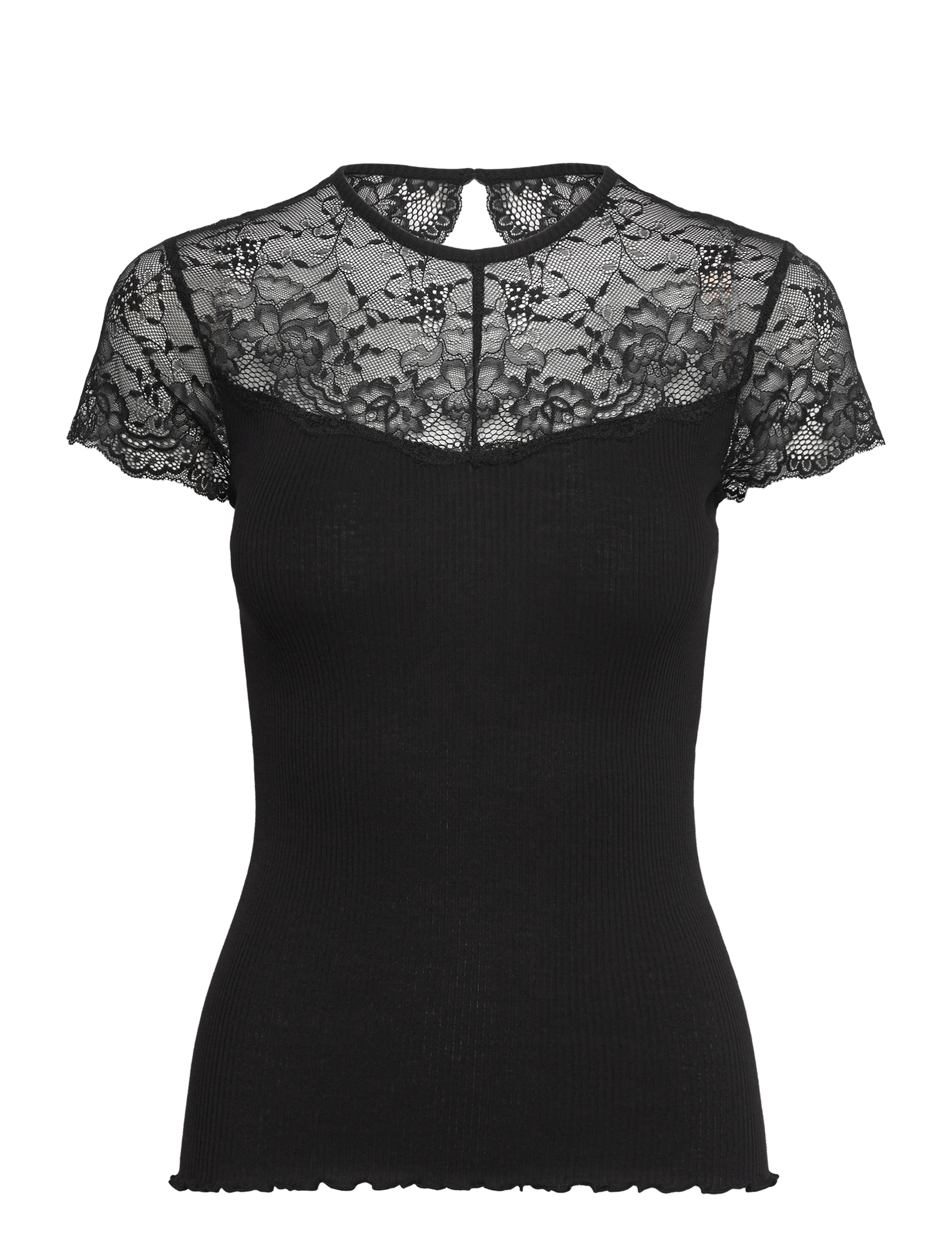 RM By Rosemunde RMWBea lace heartshape SS top - Tøj - BLACK / black