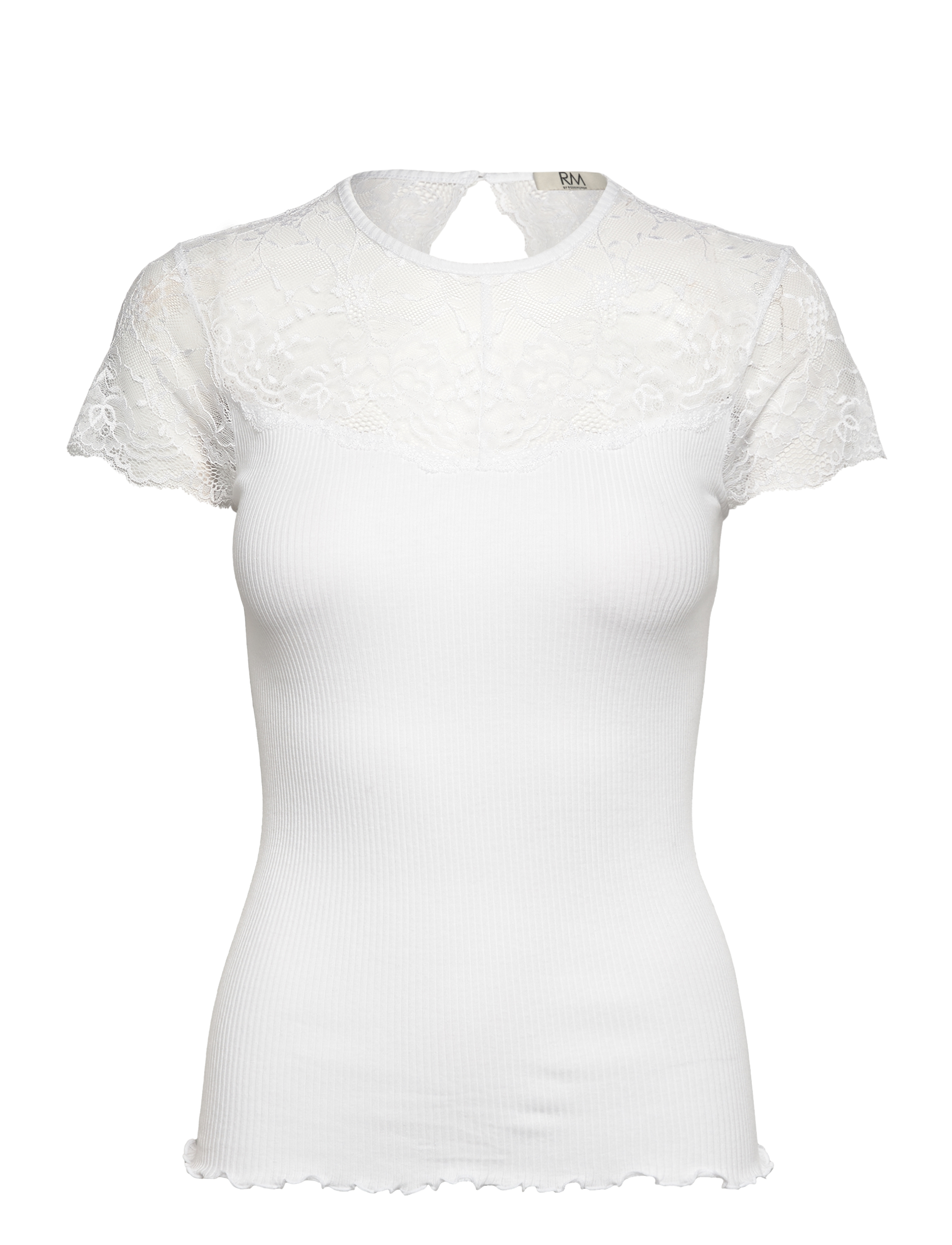 RMWBea lace heartshape SS top - NEW WHITE