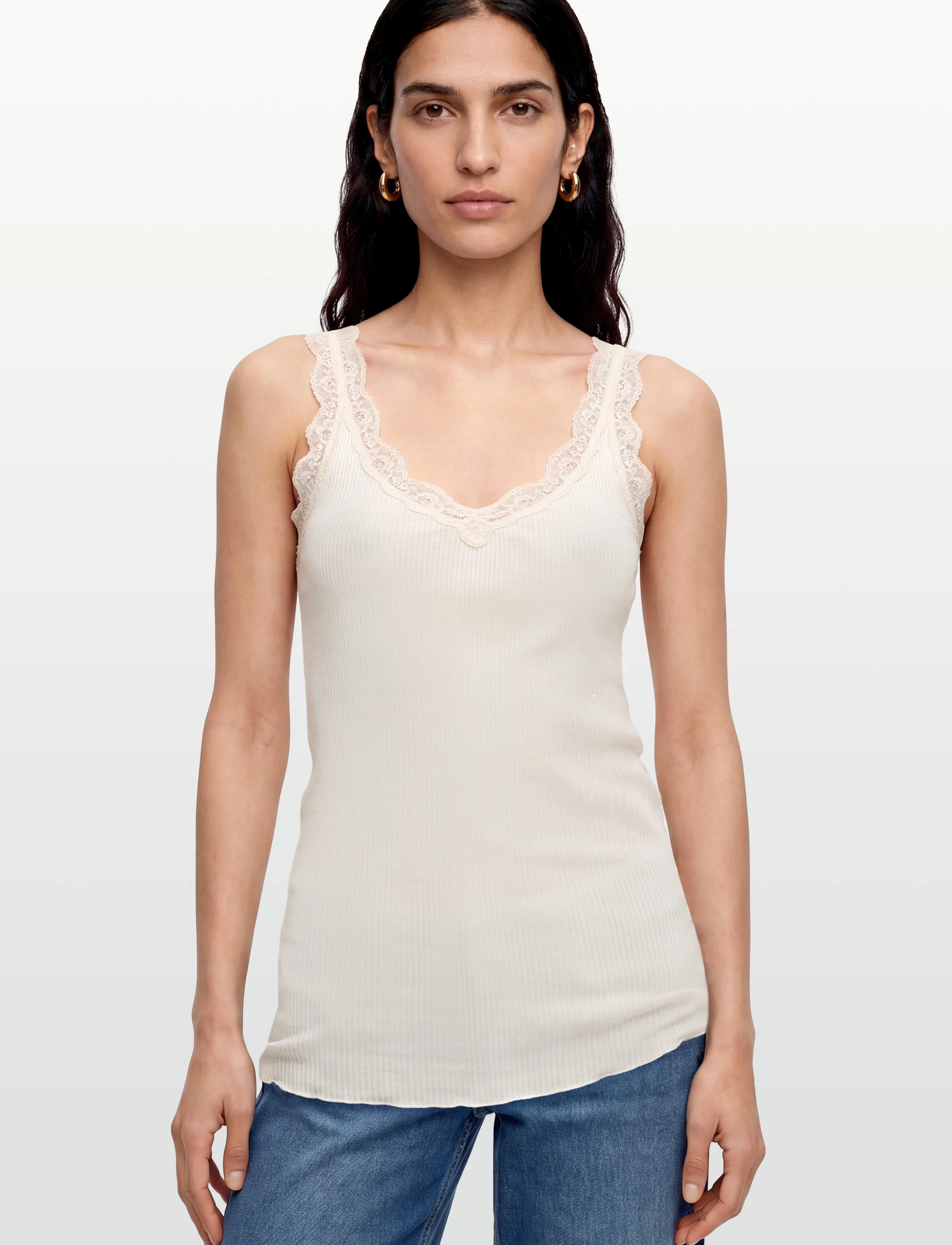 RM By Rosemunde - RMWBalta Modal SL V-neck Top - sommarfynd - ivory - 3