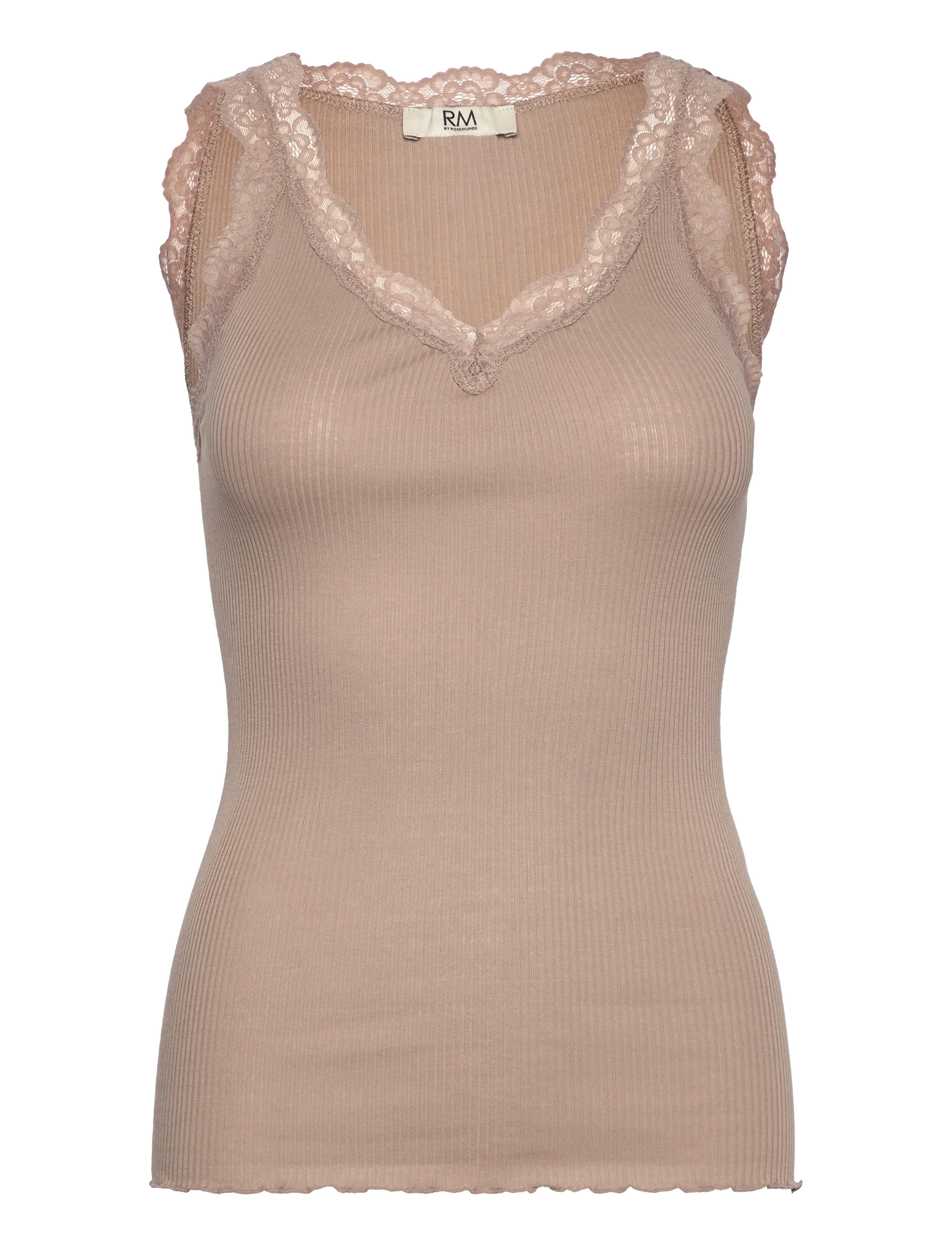 RM By Rosemunde RMWBalta modal SL lace V-neck top - Riided - MOCHA MERINGUE / brown