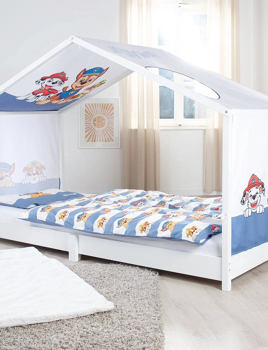 Paw Patrol - Cover for Montessori House Beds 90 x 200 cm in Paw Patrol Design - white - 0