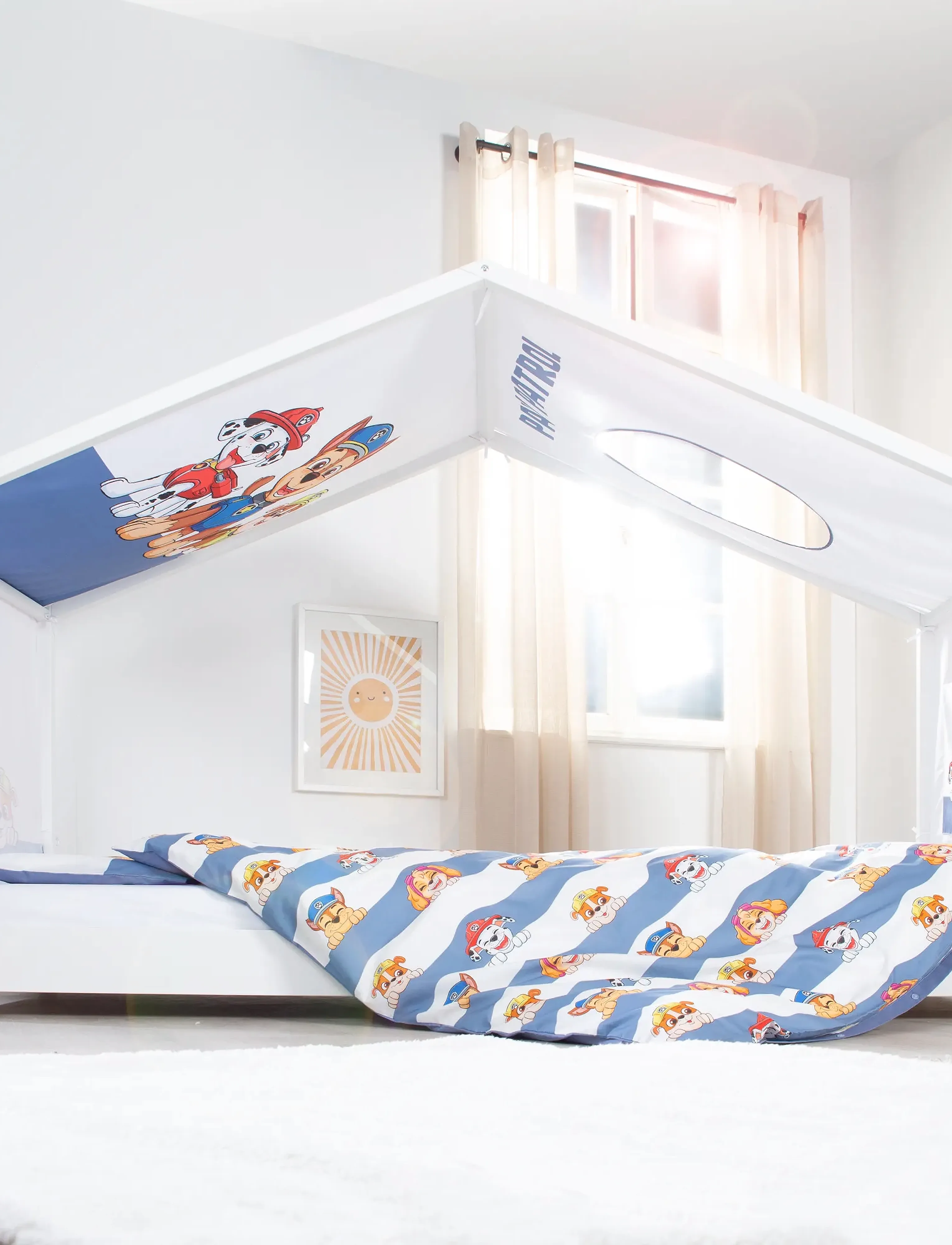 La Pat' Patrouille - Cover for Montessori House Beds 90 x 200 cm in Paw Patrol Design - white - 4