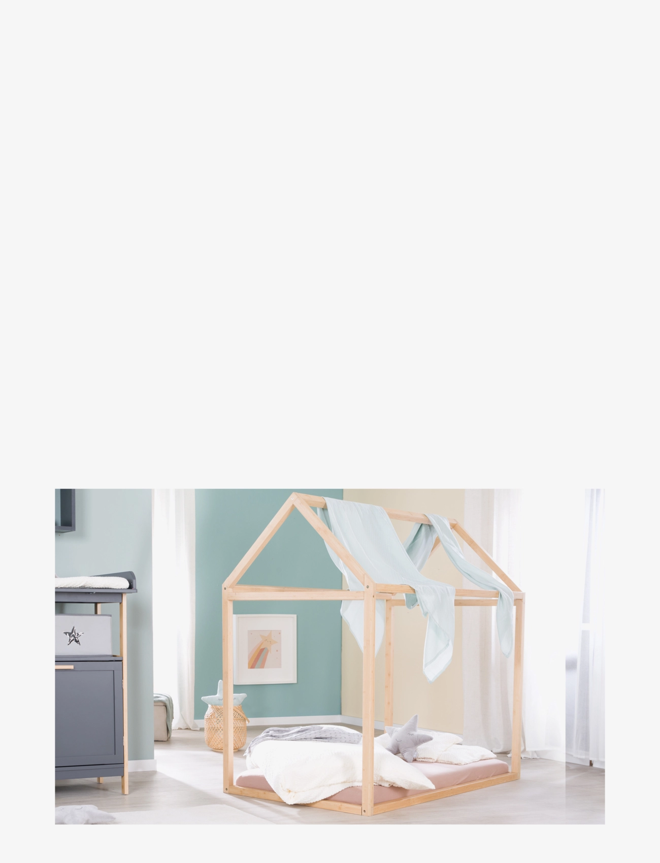 ROBA - Sustainable Montessori House Bed 70 x 140 cm - Solid Wood - børnesenge & tilbehør - bamboo - 1