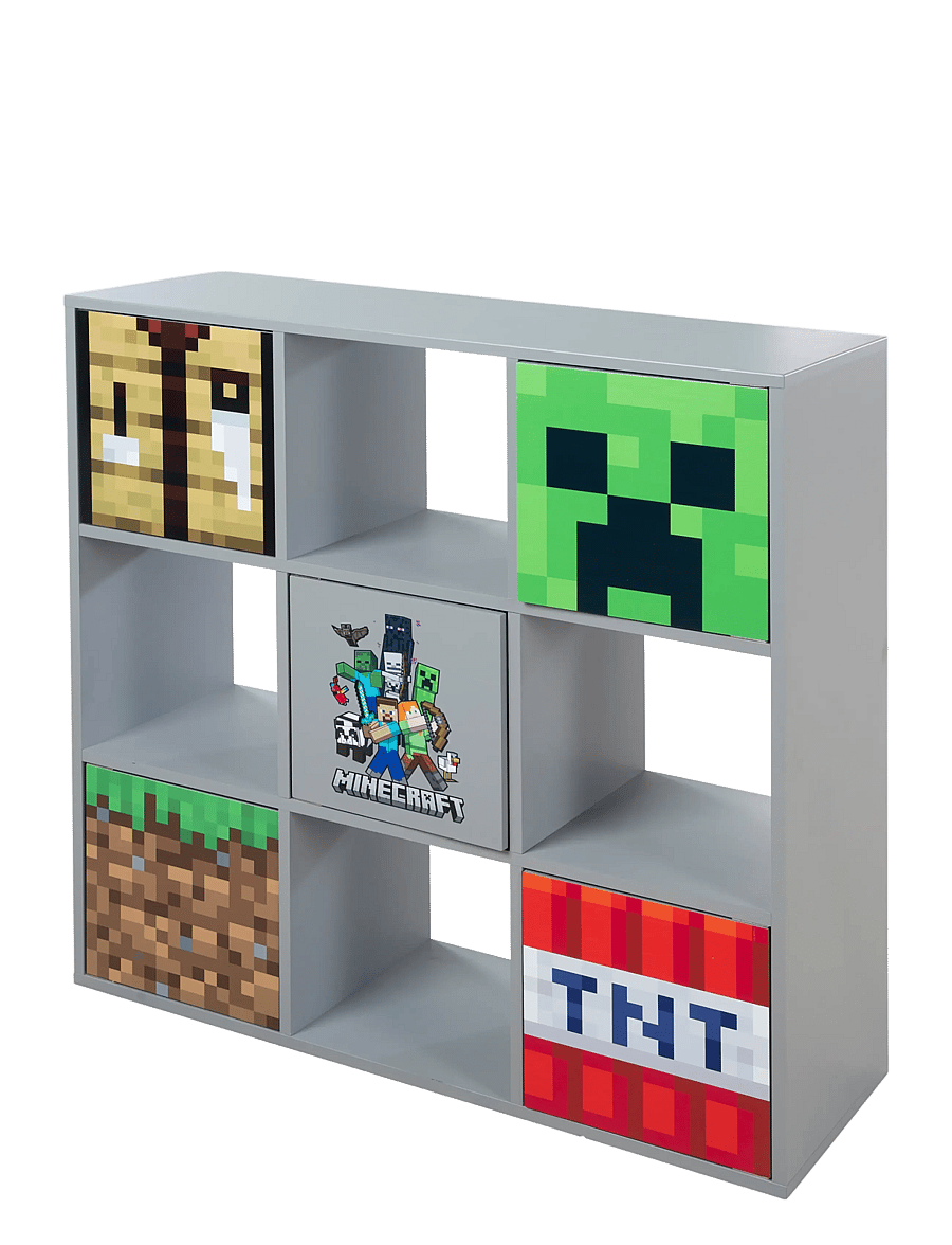 Minecraft - Shelf unit with 4 compartments and 5 doors, push-open - opbevaringsmøbler - multicolor - 0