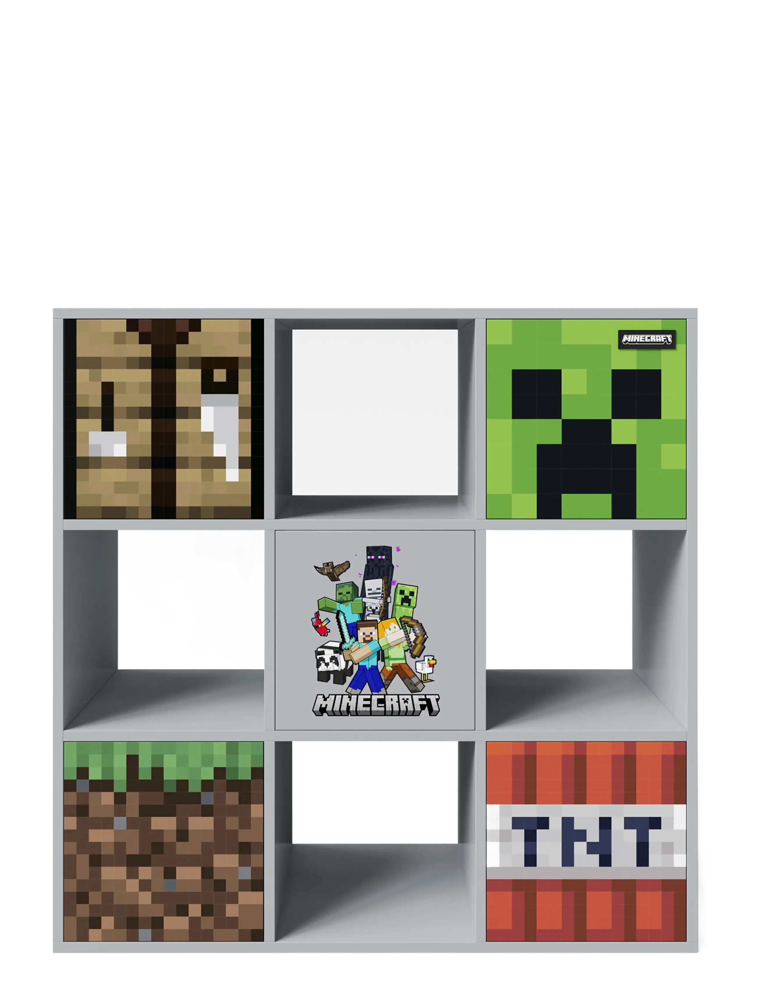 Minecraft - Shelf unit with 4 compartments and 5 doors, push-open - opbevaringsmøbler - multicolor - 1
