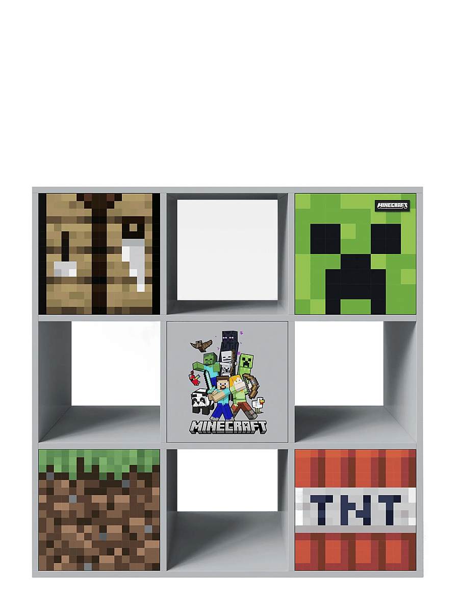 Minecraft - Shelf unit with 4 compartments and 5 doors, push-open - opbevaringsmøbler - multicolor - 1