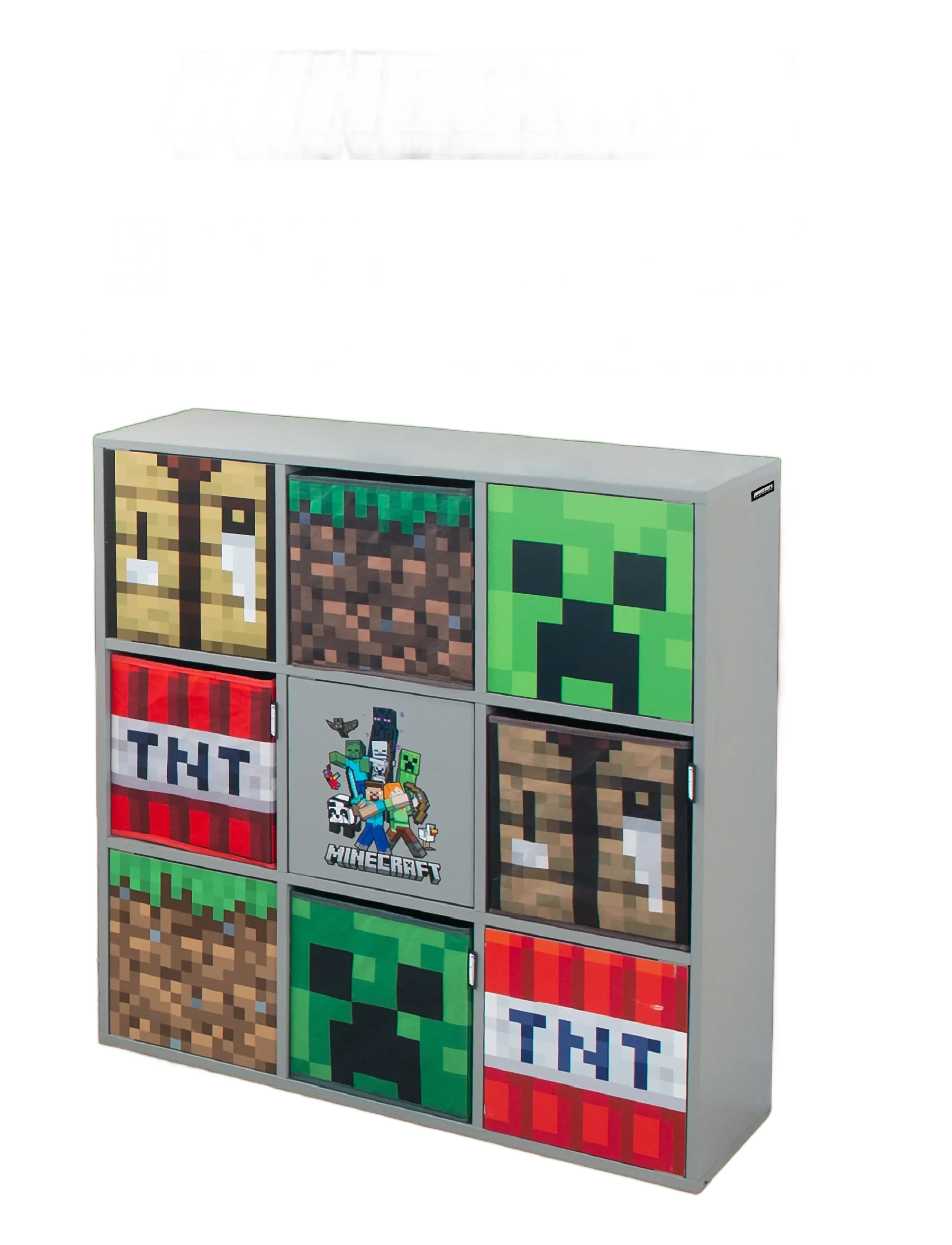 Minecraft - Shelf unit with 4 compartments and 5 doors, push-open - opbevaringsmøbler - multicolor - 2