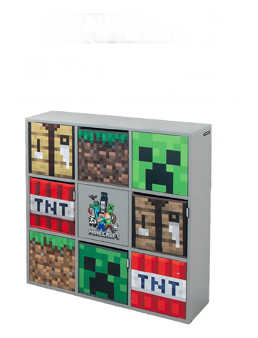 Minecraft - Shelf unit with 4 compartments and 5 doors, push-open - opbevaringsmøbler - multicolor - 2