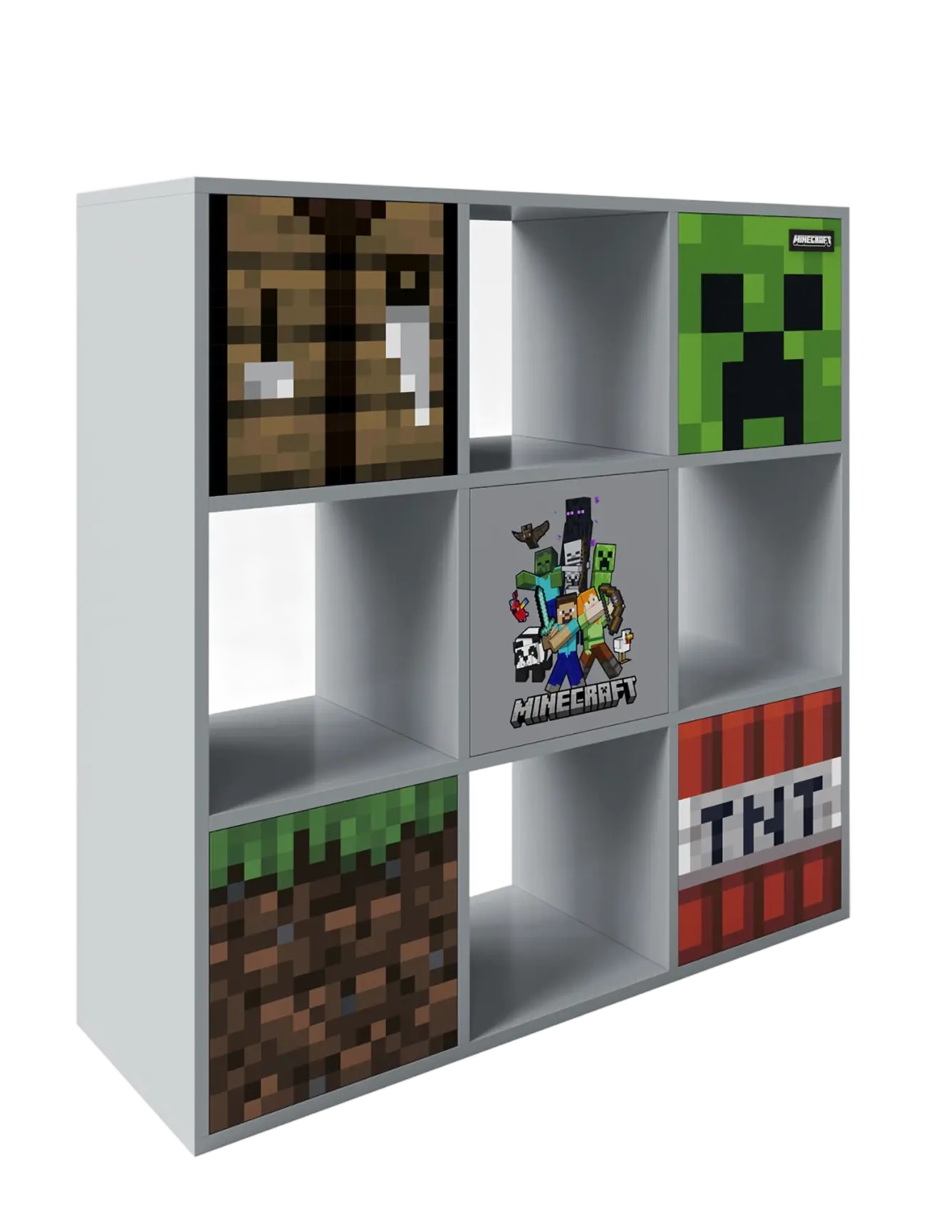 Minecraft - Shelf unit with 4 compartments and 5 doors, push-open - opbevaringsmøbler - multicolor - 3