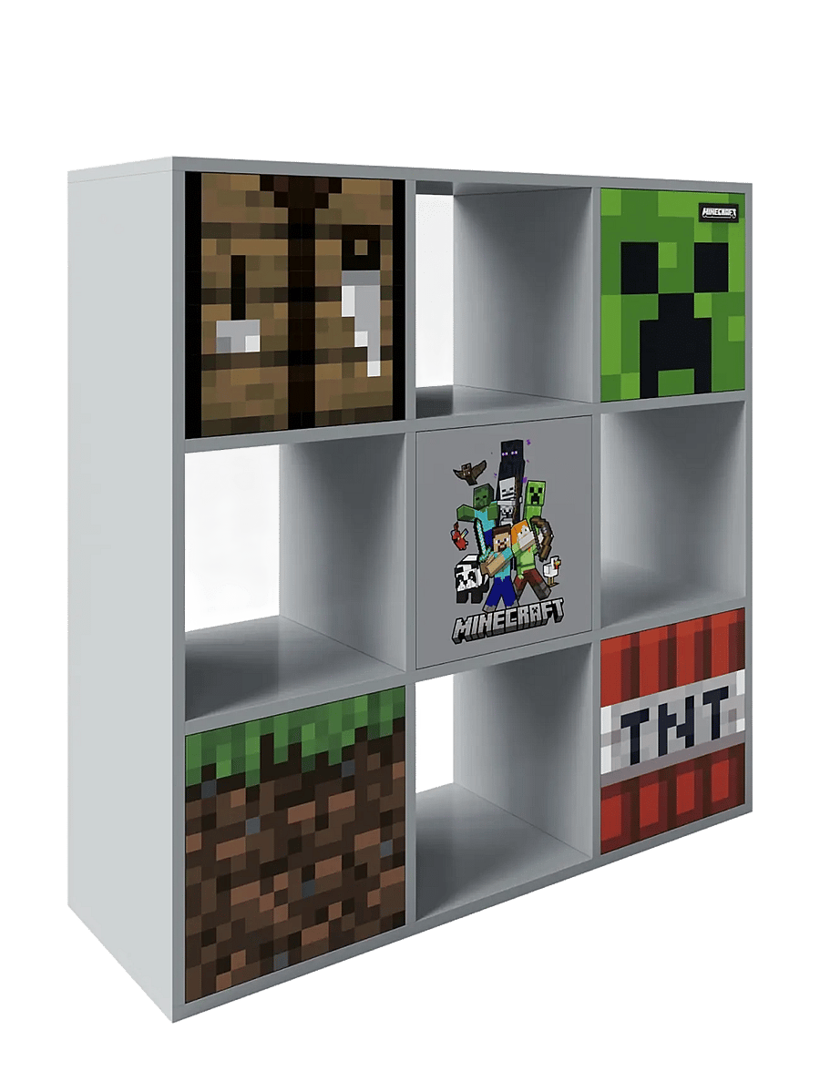 Minecraft - Shelf unit with 4 compartments and 5 doors, push-open - opbevaringsmøbler - multicolor - 3