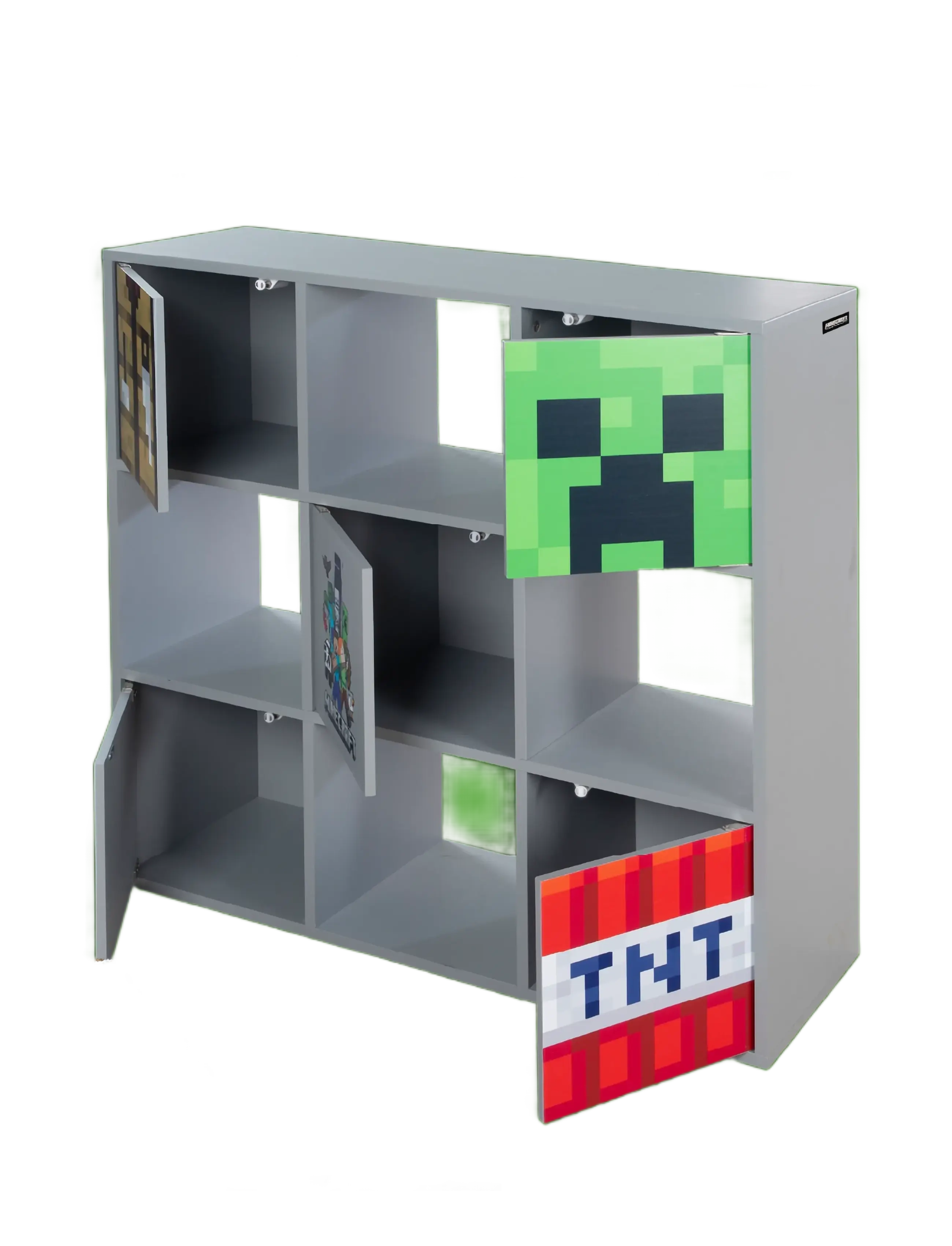 Minecraft - Shelf unit with 4 compartments and 5 doors, push-open - opbevaringsmøbler - multicolor - 4